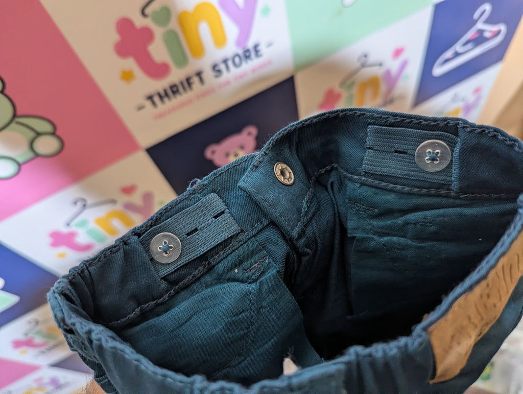 H&M Baby Boys Teal Green Casual Trousers - Size Estimated Age 6 to 9 Months AB2