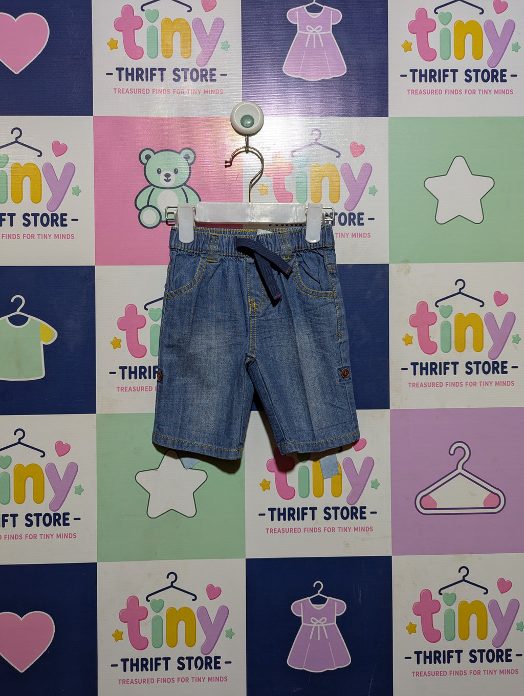 Baby Club Boys Blue Denim Casual Shorts - Size Estimated Age 6 to 9 Months AB2