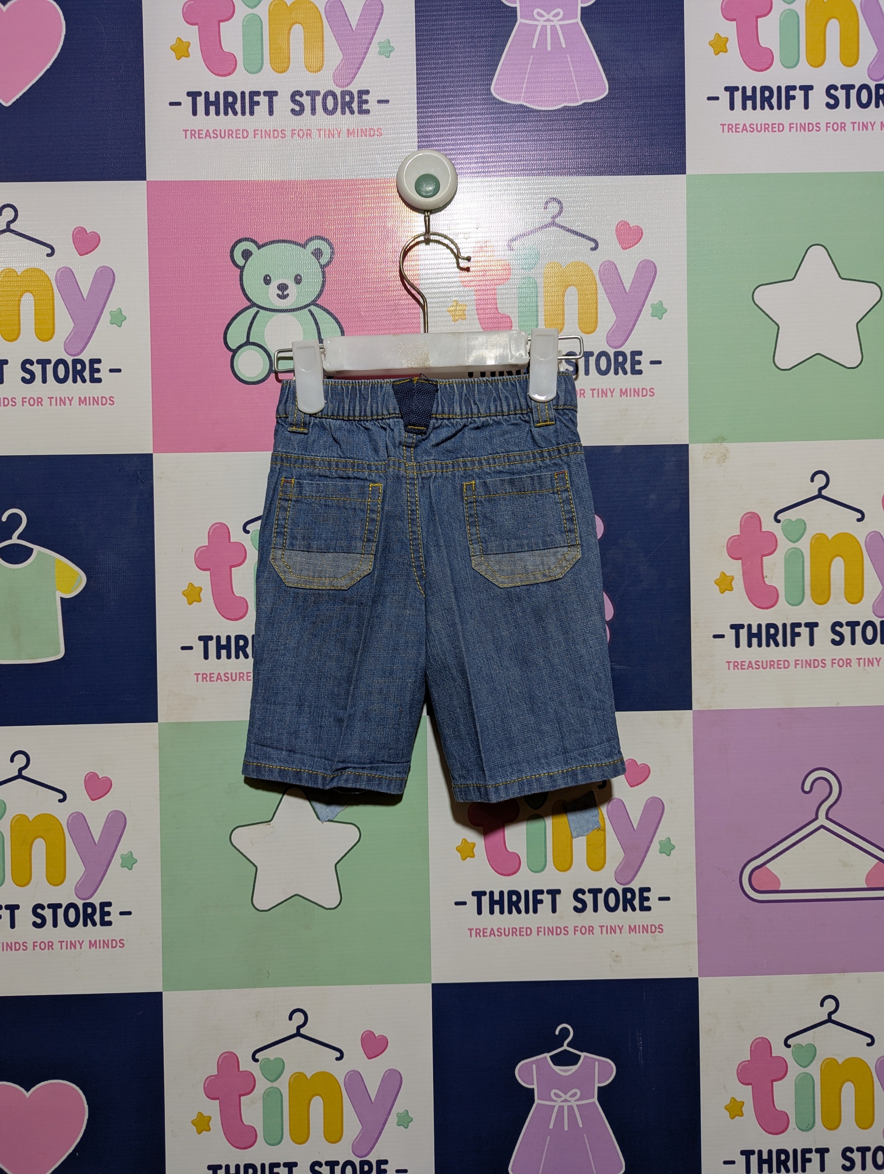 Baby Club Boys Blue Denim Casual Shorts - Size Estimated Age 6 to 9 Months AB2