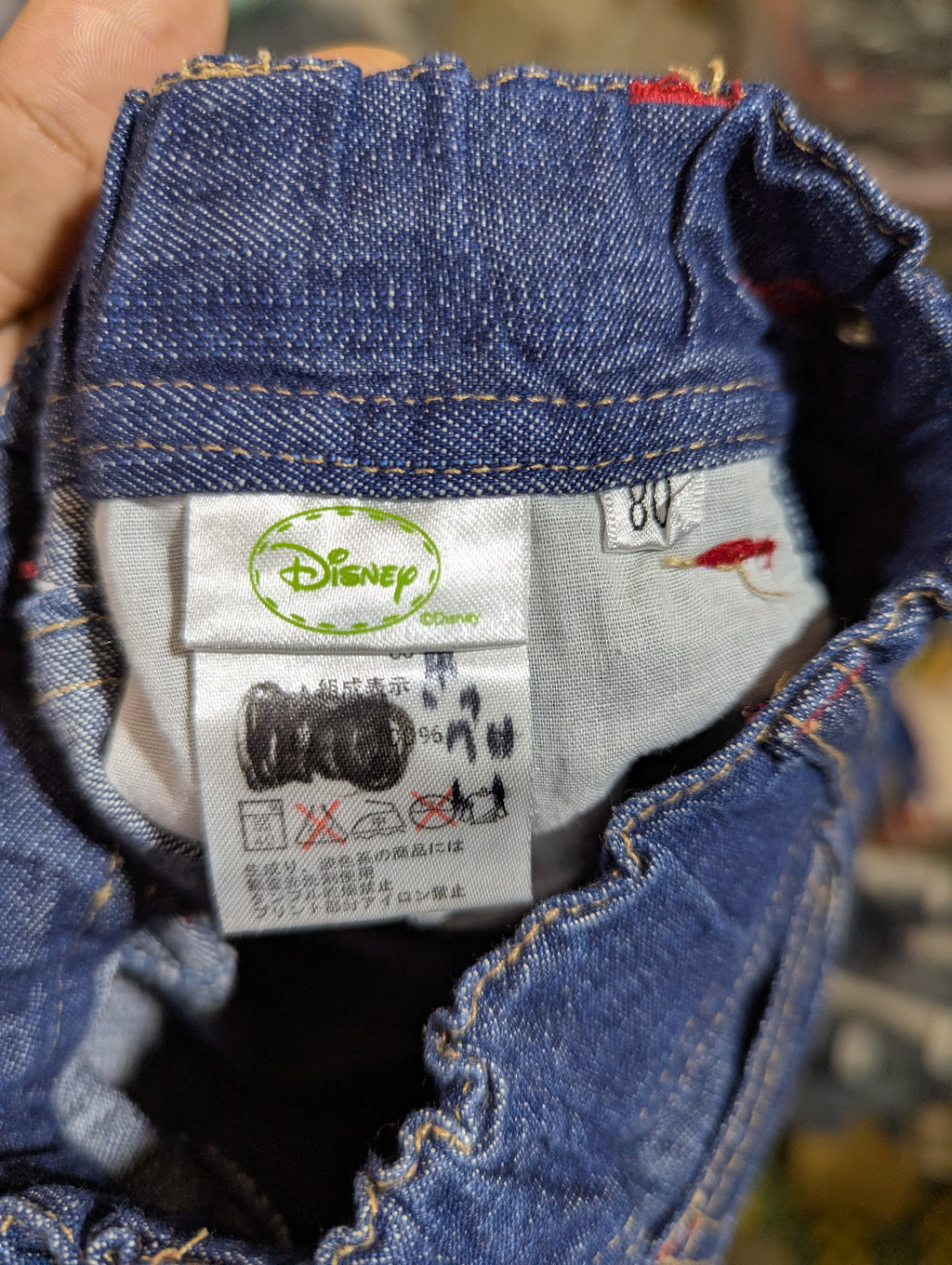 Disney Baby Boys Mickey Mouse Dark Blue Denim Trousers - Size Estimated Age 9 to 12 Months AB2