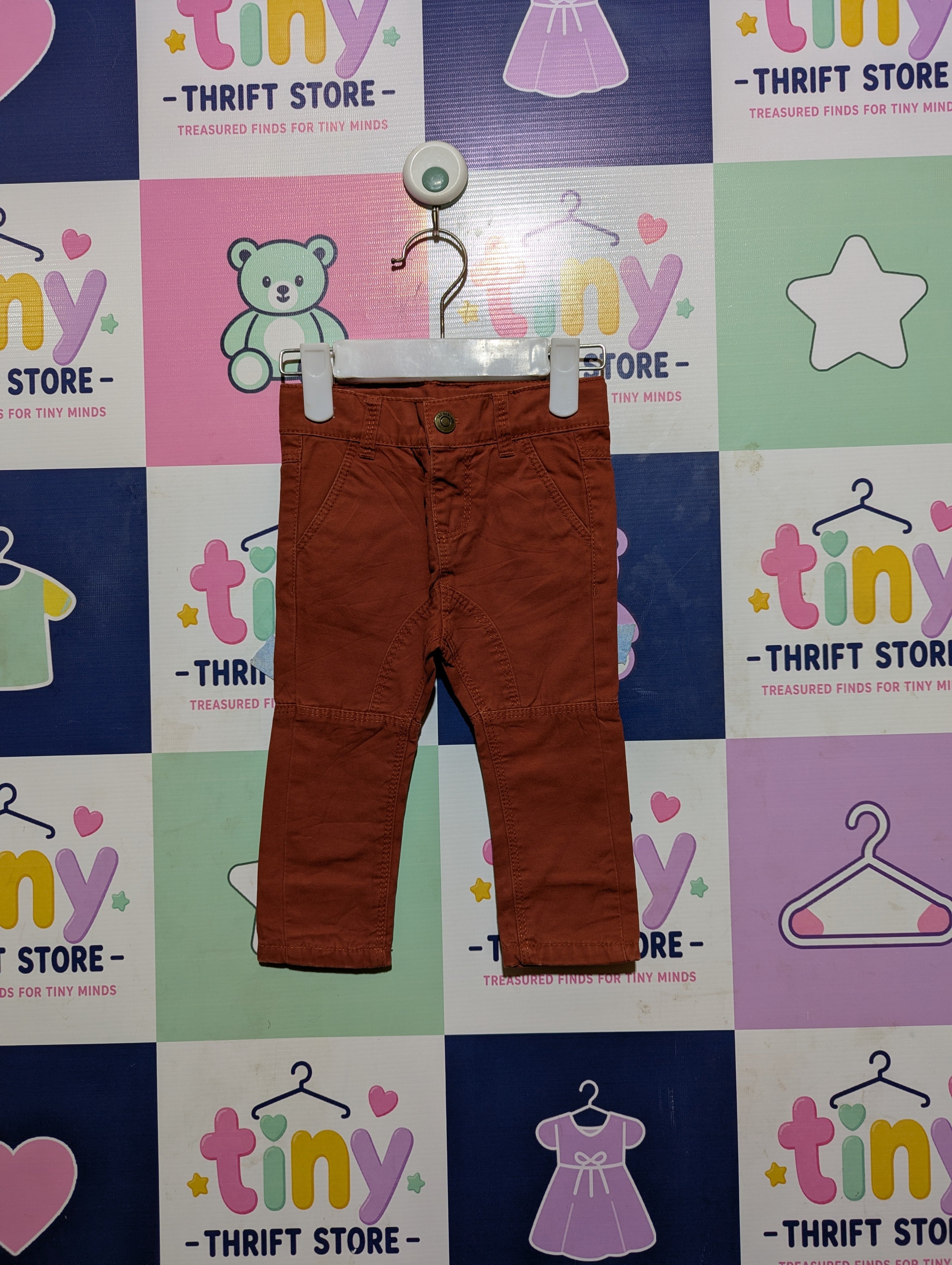TAO (Tape À L'Oeil) Boys Rust Orange Casual Trousers - Size 6M (Estimated Age 3-6 Months) AB2