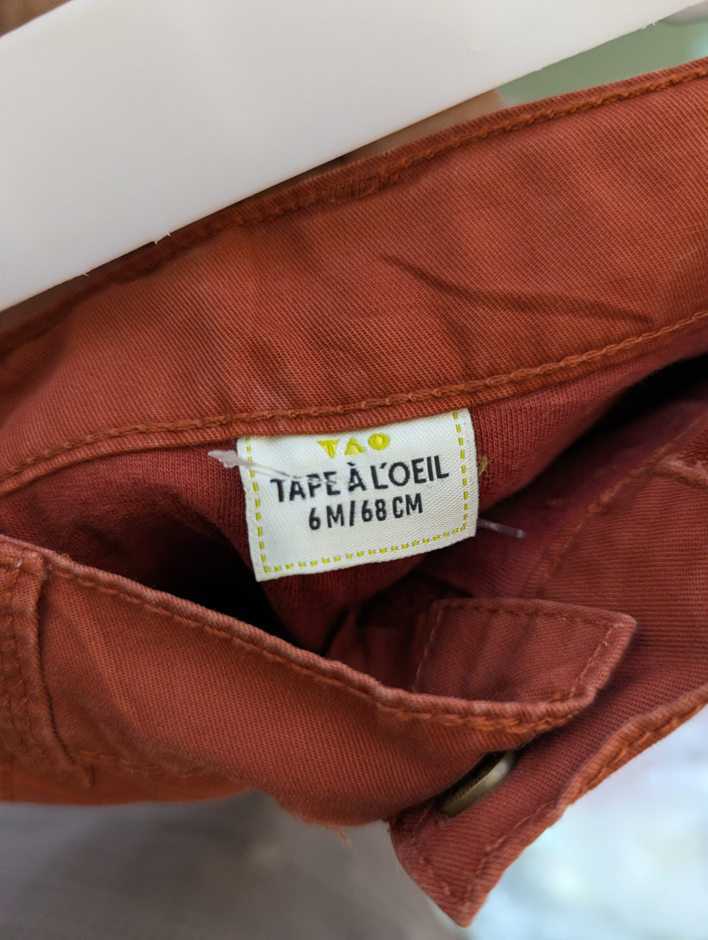 TAO (Tape À L'Oeil) Boys Rust Orange Casual Trousers - Size 6M (Estimated Age 3-6 Months) AB2