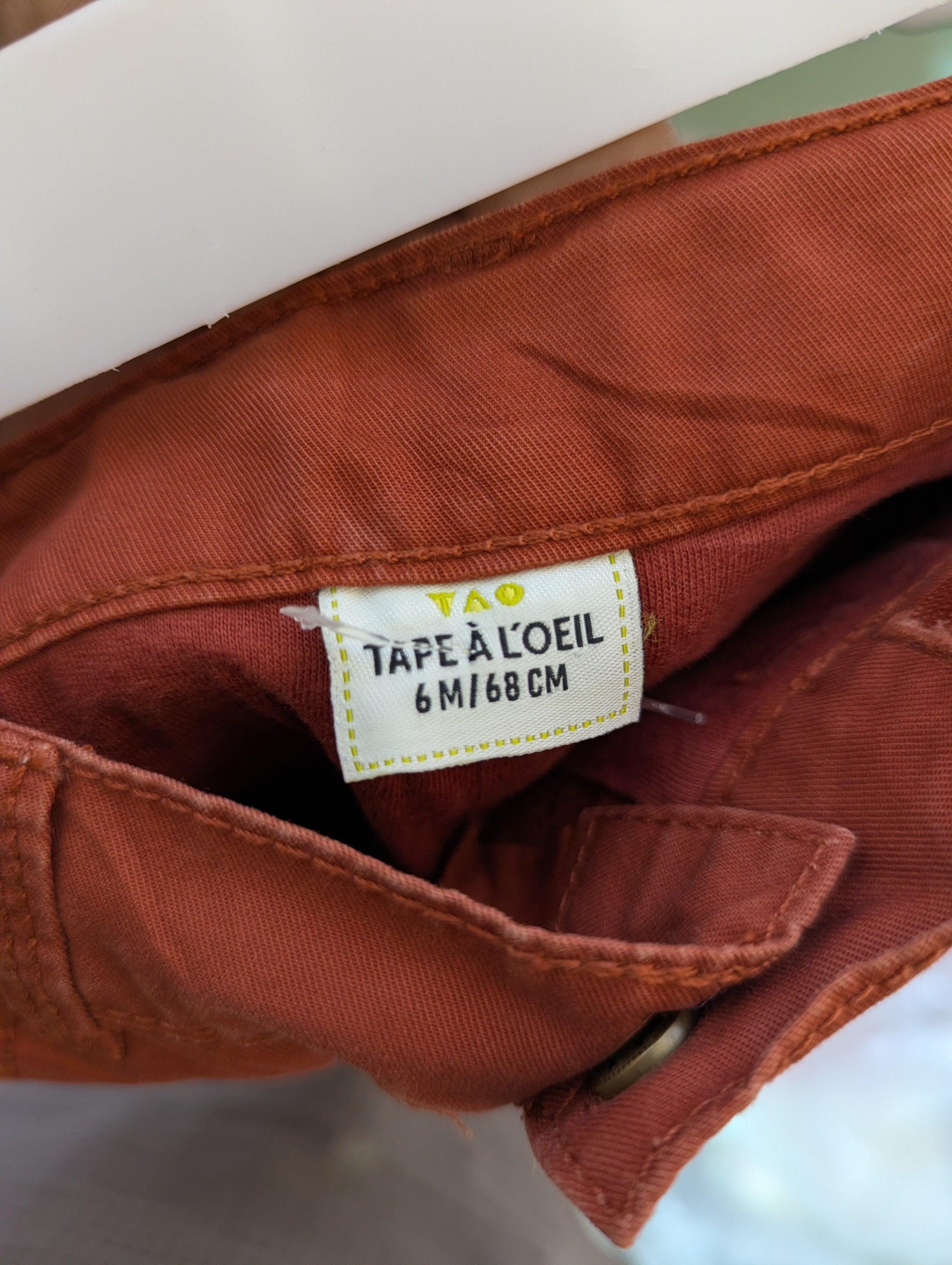 TAO (Tape À L'Oeil) Boys Rust Orange Casual Trousers - Size 6M (Estimated Age 3-6 Months) AB2