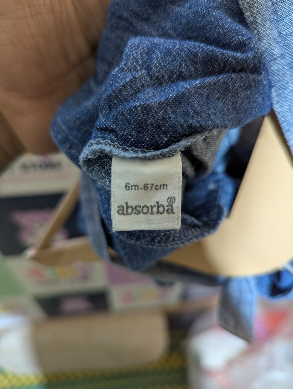 Absorba Boys Denim Blue "Play Like a Champion" Overalls - Size Estimated Age 6 Months AB2