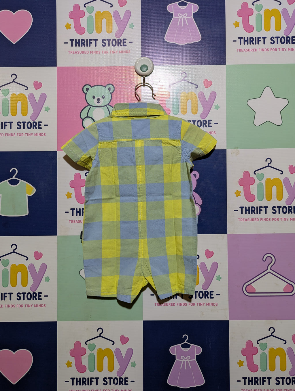 Baby GAP Baby Boys Blue and Yellow Plaid Short Sleeve Romper - Size 3-6 Months Estimated Age 3-6 Months AB2