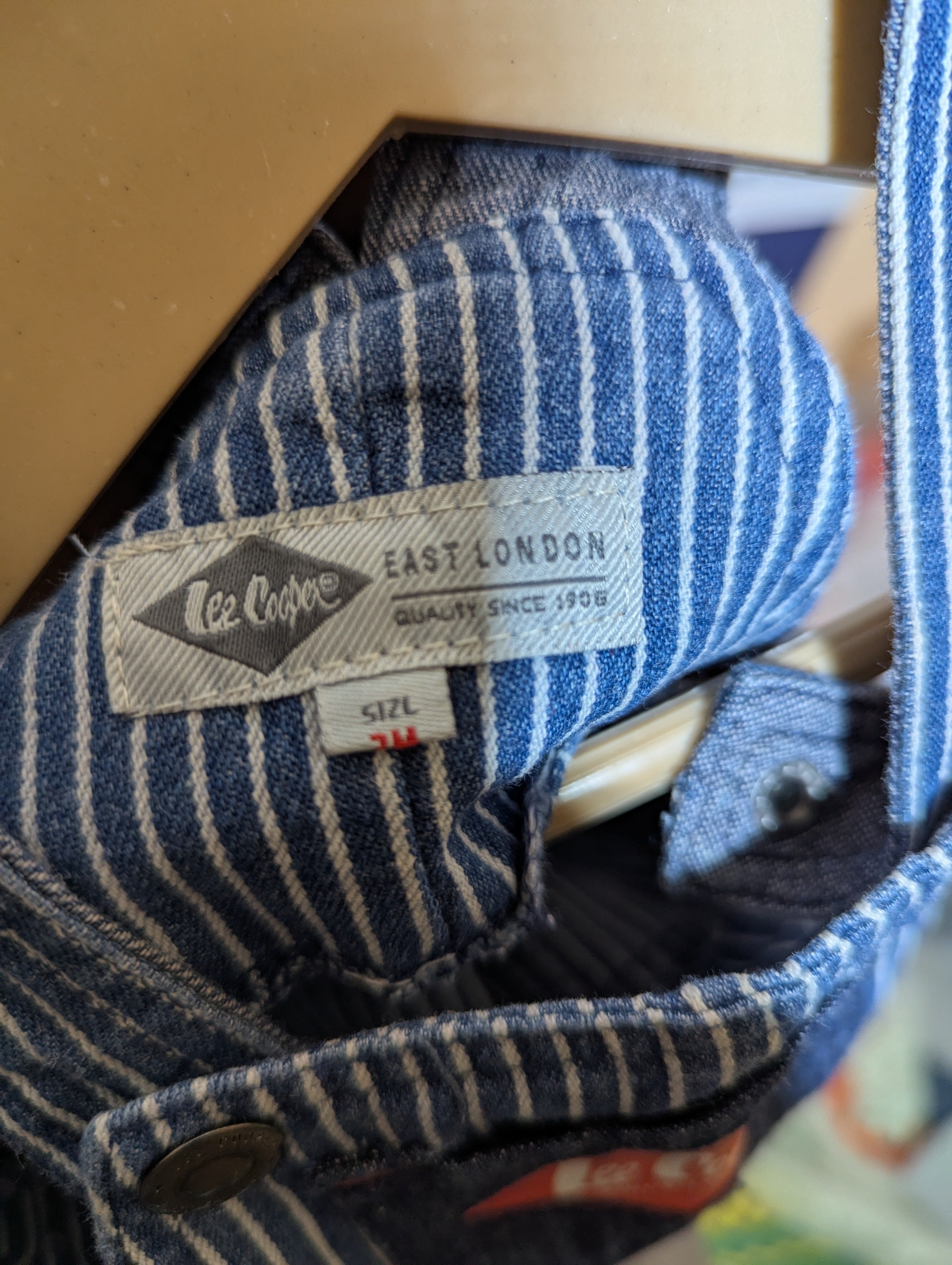 Lee Cooper Boys Blue & White Striped Short Overalls - Size Estimated Age 3M AB2