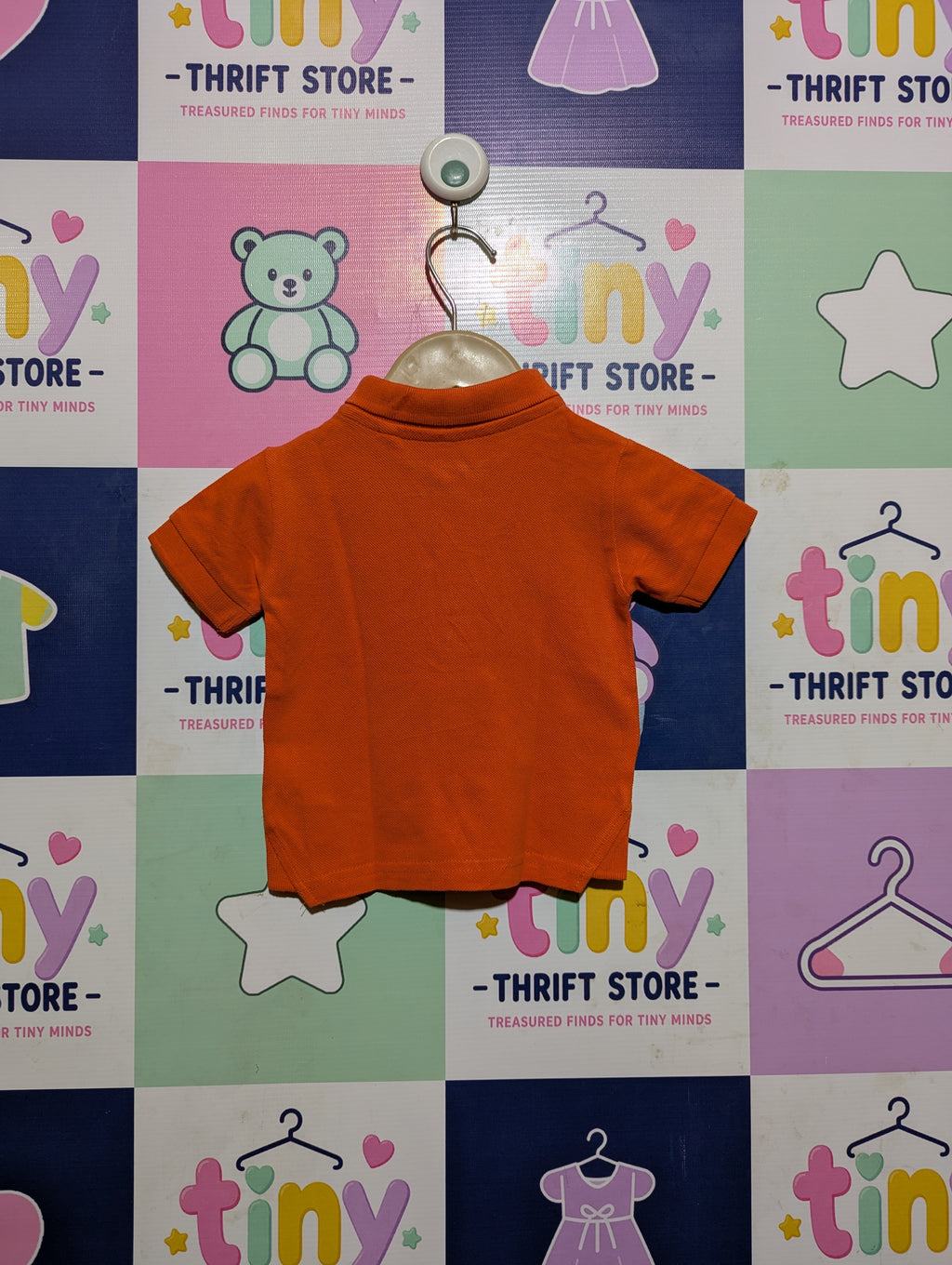 Next Boys Bright Orange Short Sleeve Polo Shirt - Size Estimated Age 3-6 Months AB2