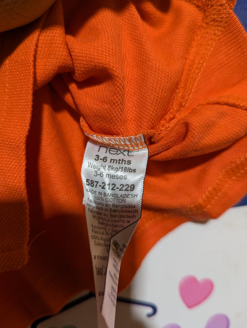Next Boys Bright Orange Short Sleeve Polo Shirt - Size Estimated Age 3-6 Months AB2