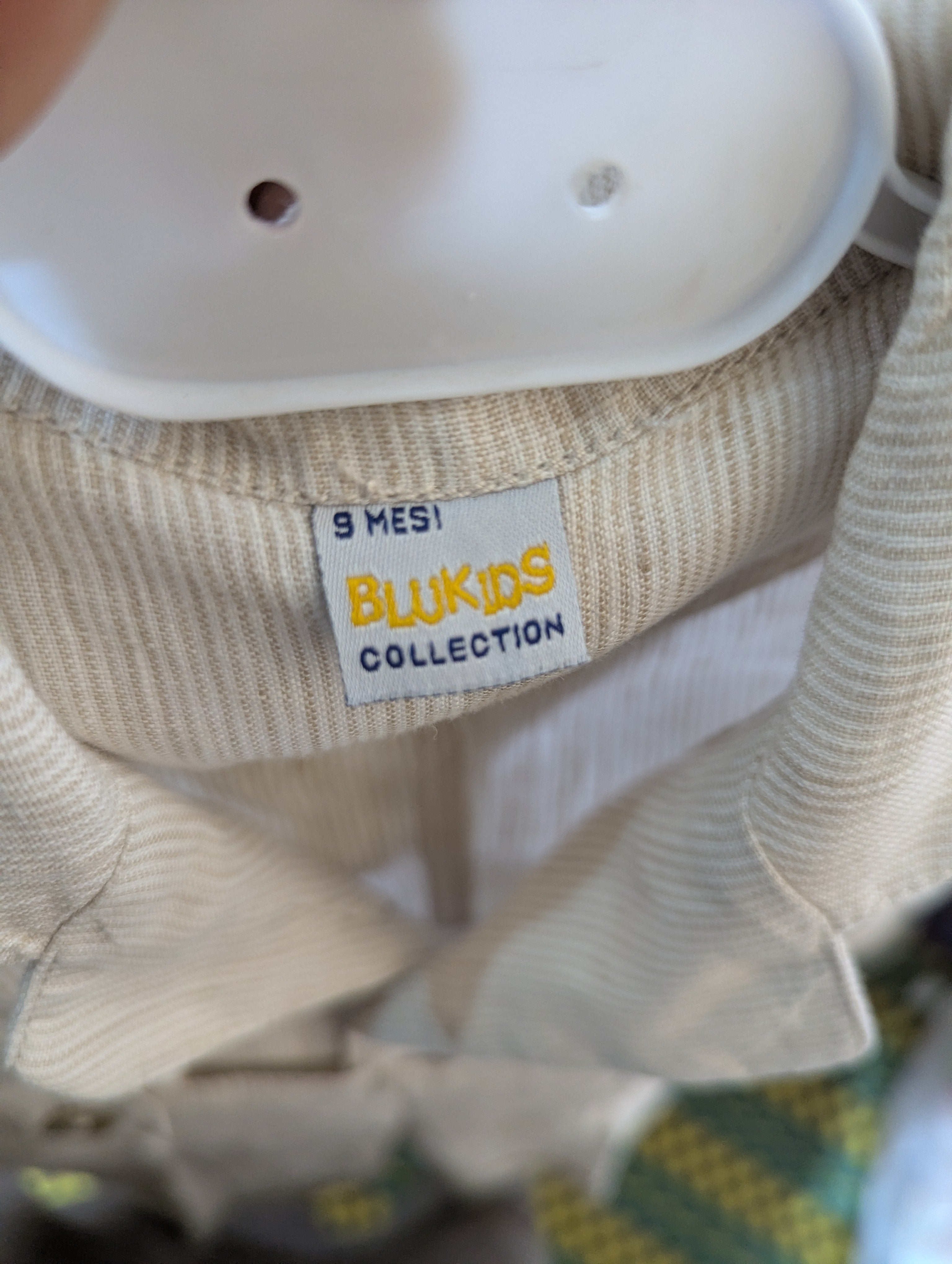 Blukids Baby Boys Beige Striped Long Sleeve Romper Set - Size Estimated Age 9 Months AB2