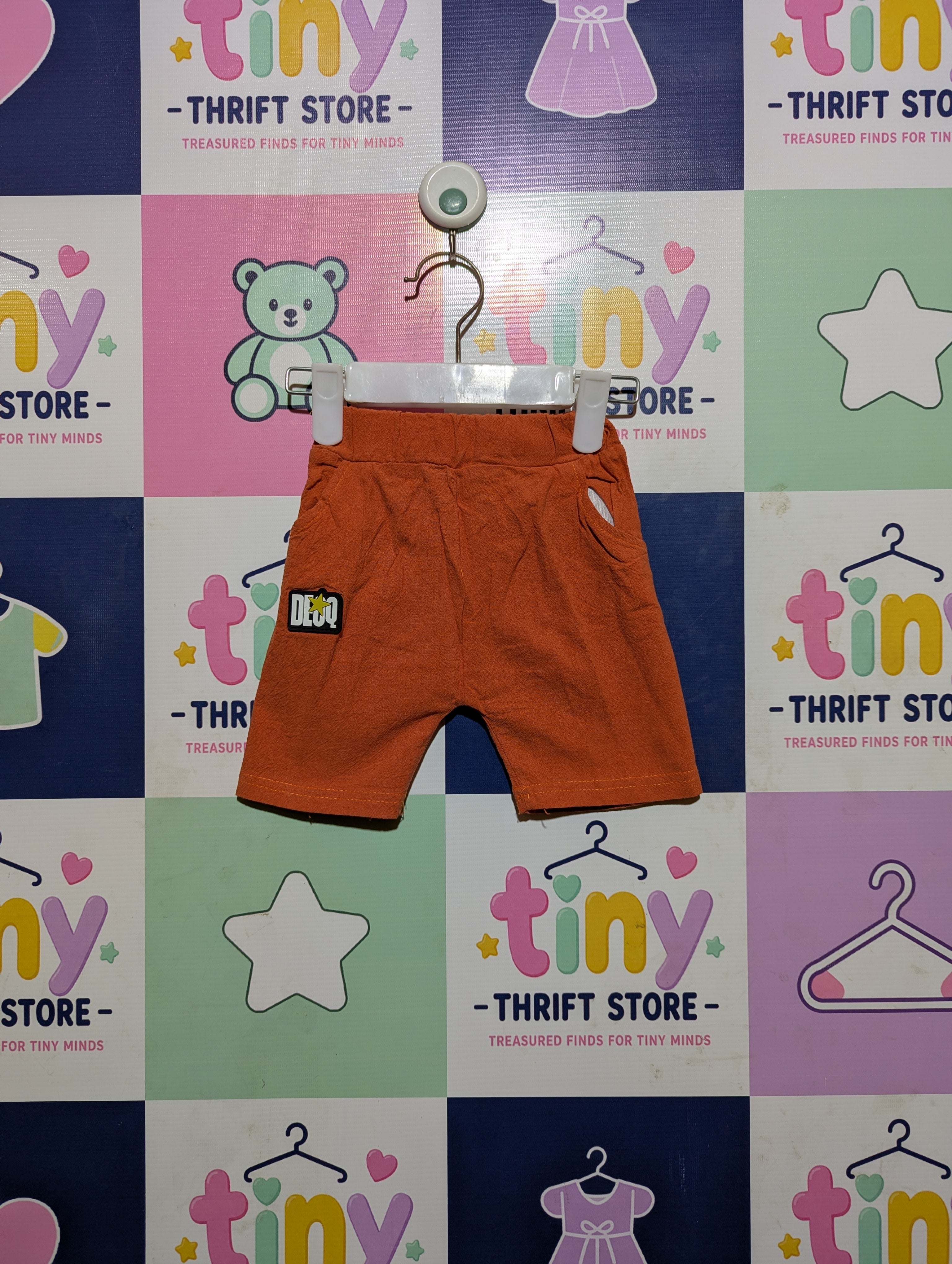 DECO Baby Boys Rust Orange Casual Shorts - Size Estimated Age 0-3 Months AB2