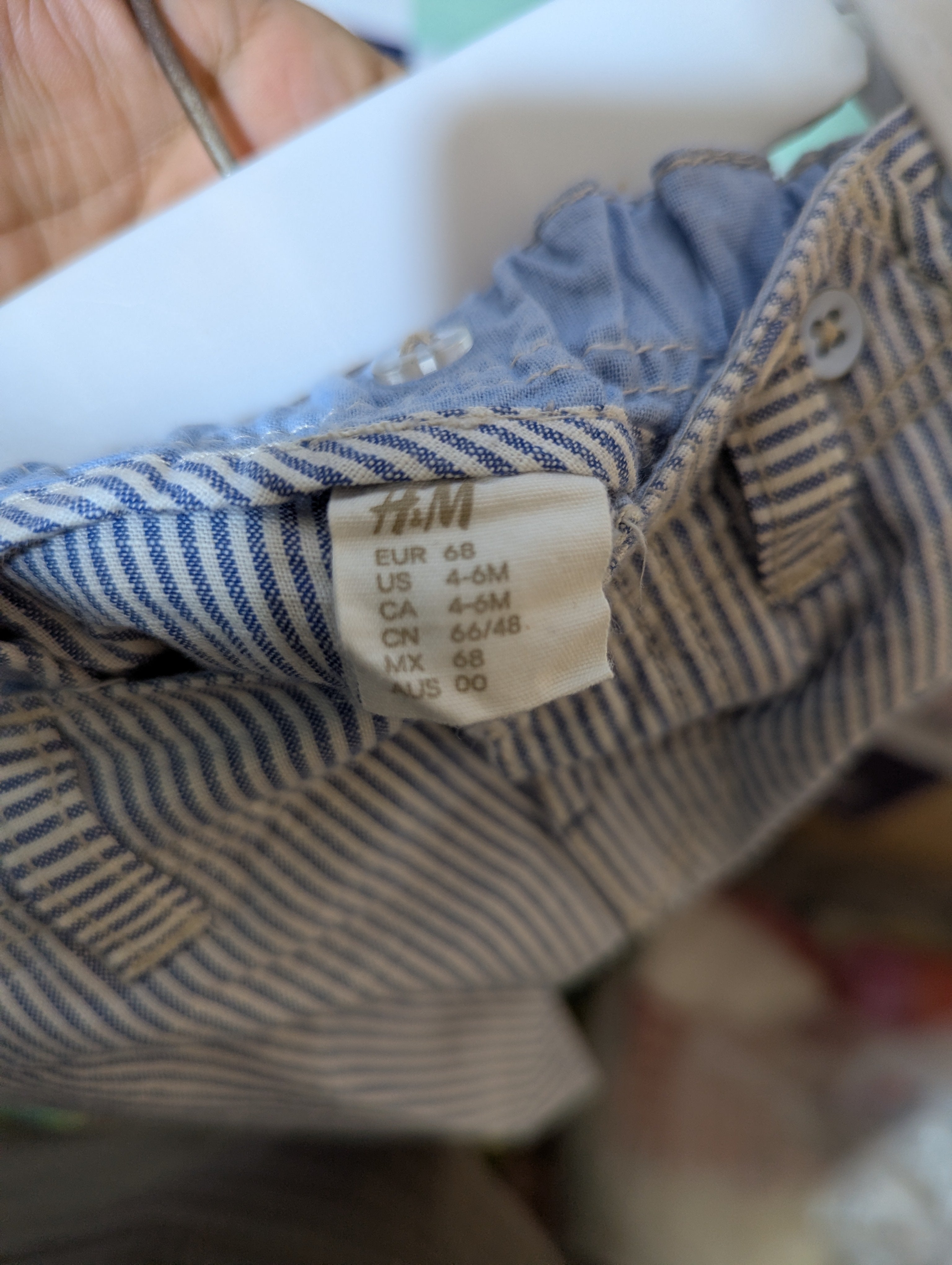 H&M Baby Boys Blue and White Striped Casual Shorts - Size Estimated Age 4-6 Months AB2