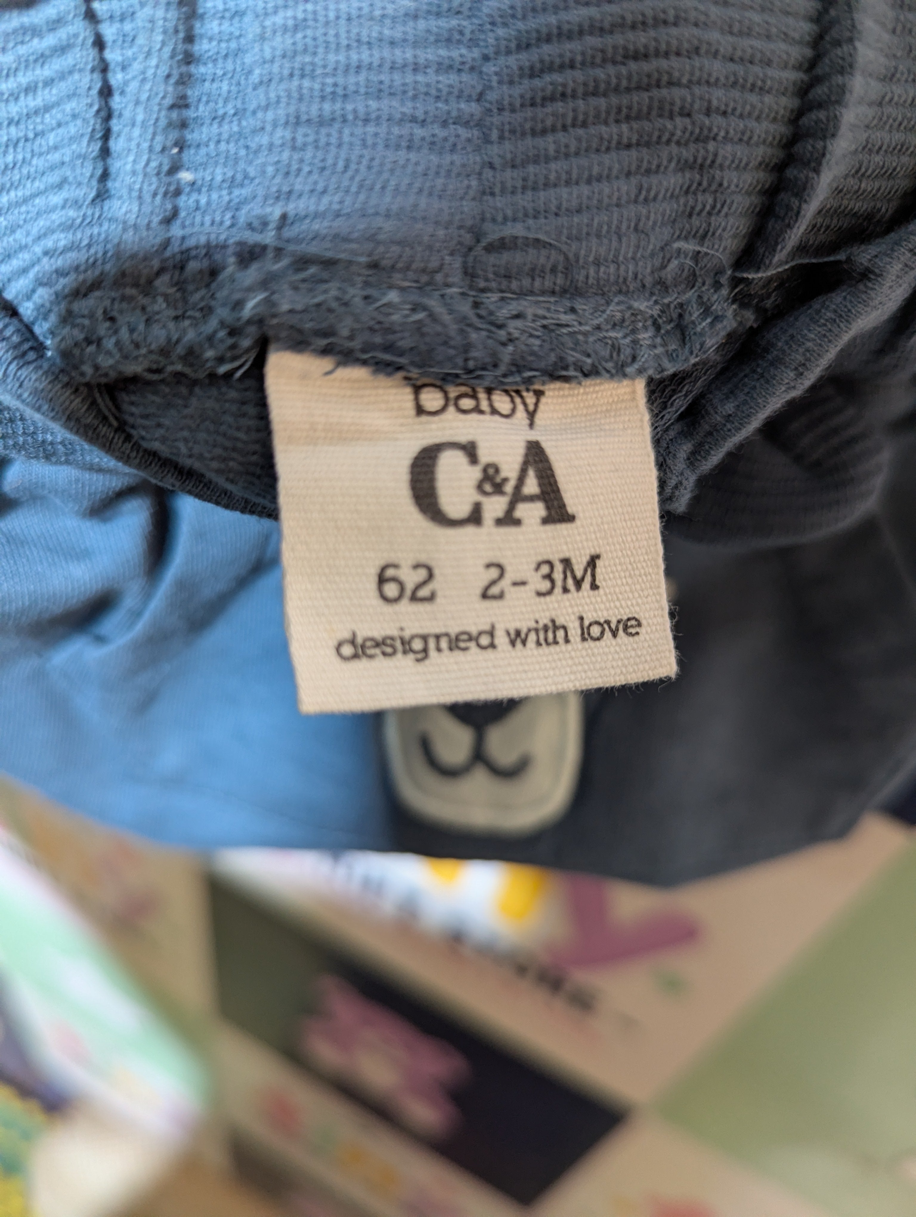 Baby C&A Baby Boys Dark Grey Bear Pocket Casual Shorts - Size Estimated Age 2-3 Months AB2