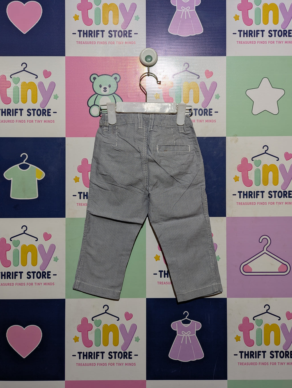 L.O.G.G. by H&M Baby Boys Blue & White Striped Casual Trousers - Size 6-9M Estimated Age 6-9 Months AB2