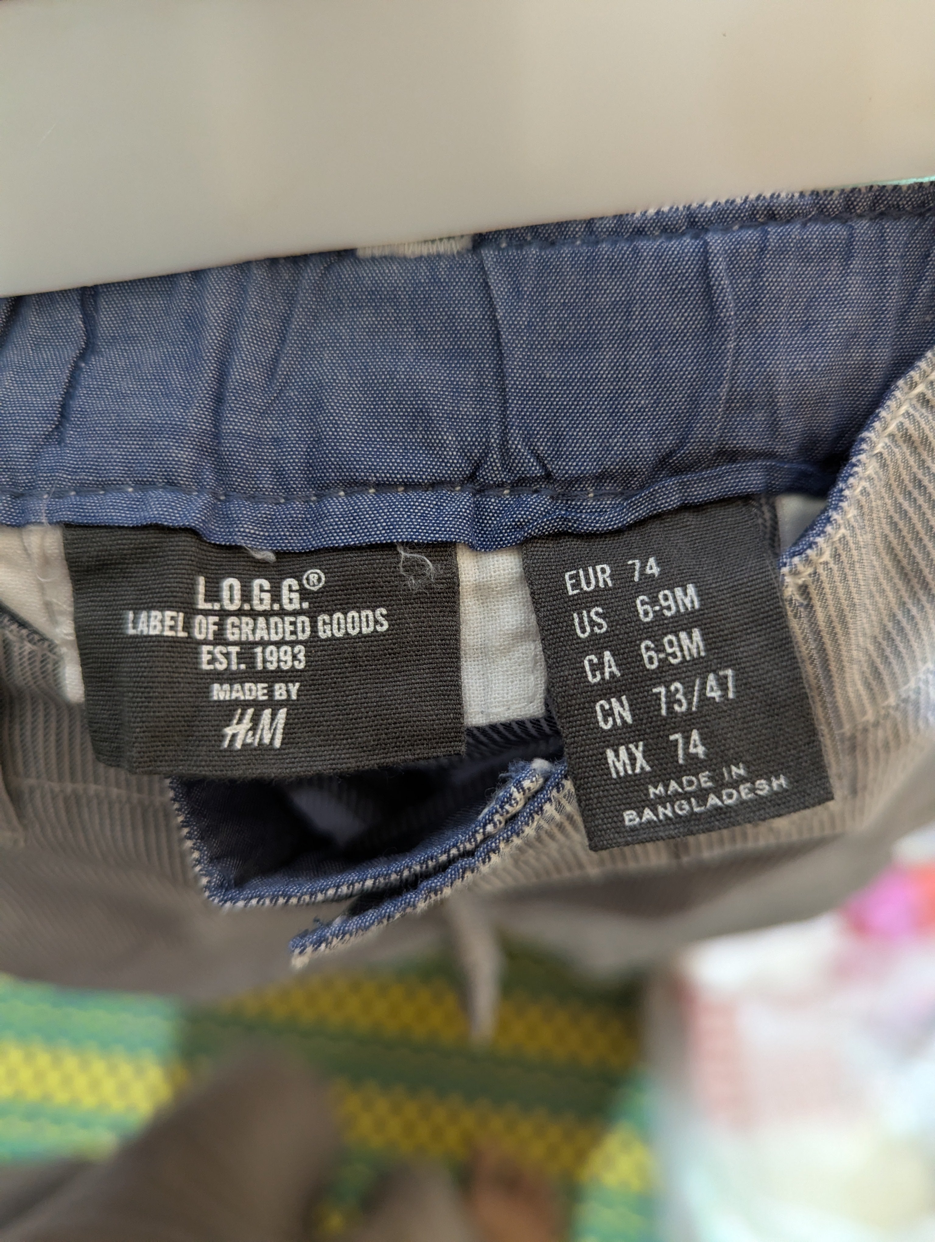 L.O.G.G. by H&M Baby Boys Blue & White Striped Casual Trousers - Size 6-9M Estimated Age 6-9 Months AB2
