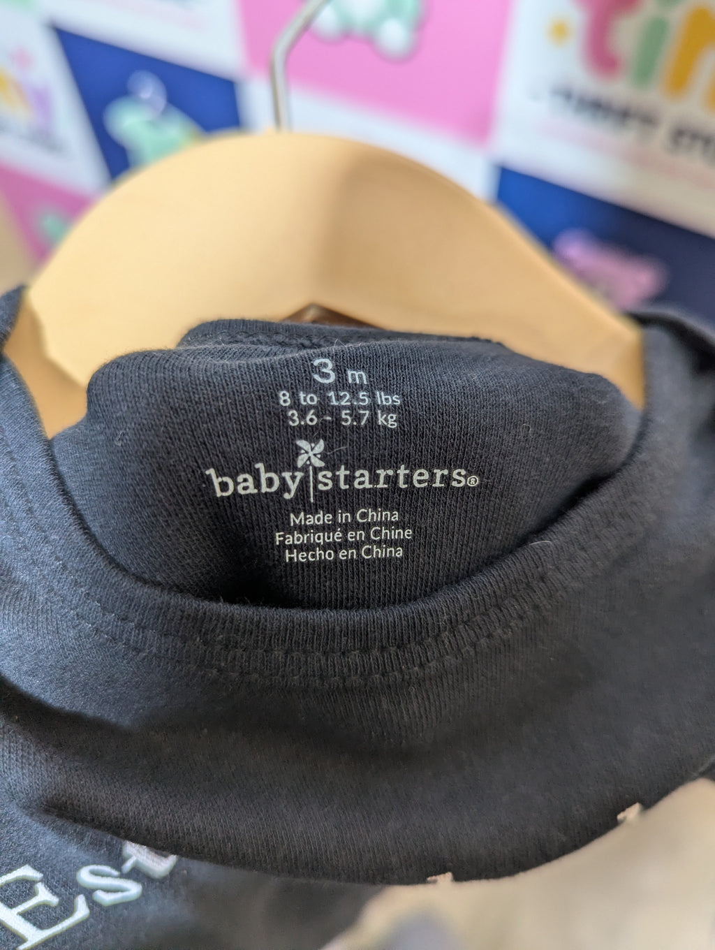 Baby Starters Baby Girls Solid Black Short Sleeve Bodysuit - Size Estimated Age 3M AB2