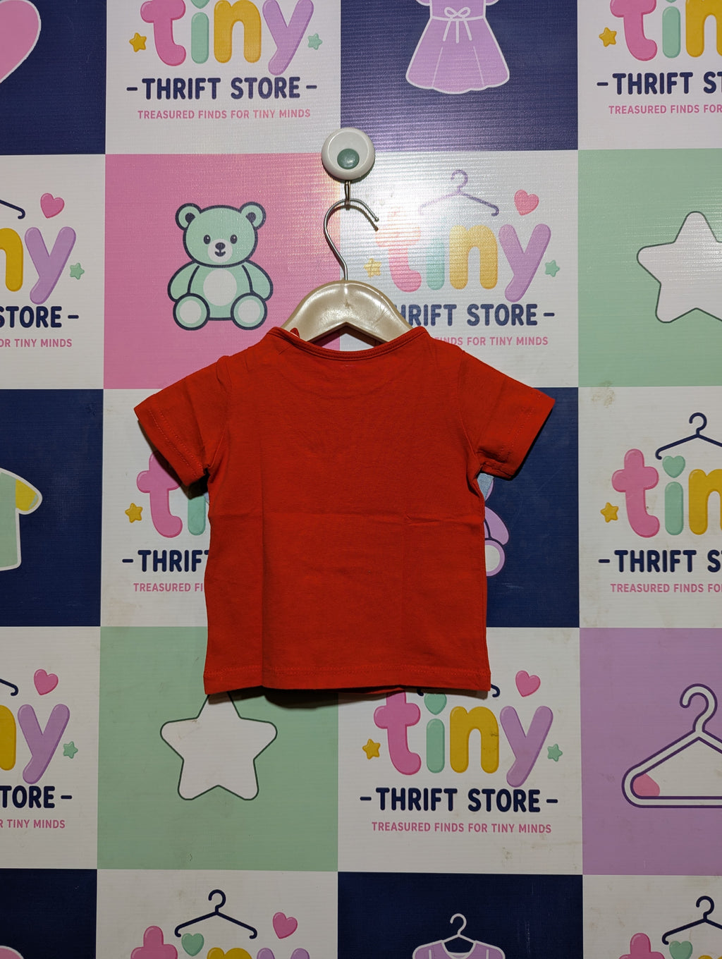 Lupilu Baby Girls Vibrant Red Rainbow Heart Short Sleeve Tee - Size Estimated Age 2-6 Months AB2