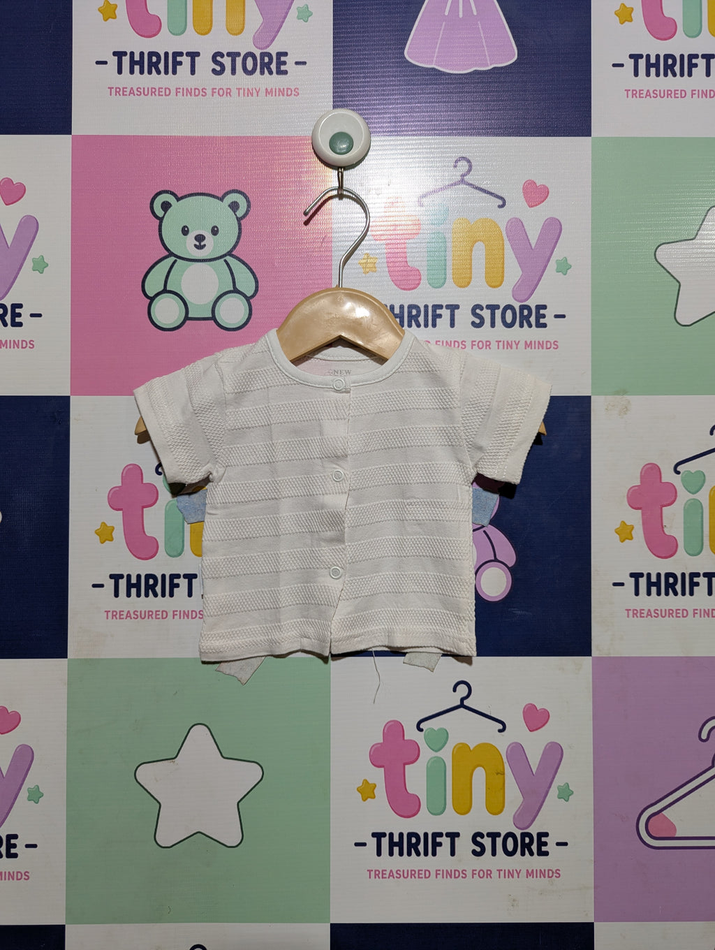 Unbranded Baby Girls White Textured Short Sleeve Cardigan Tee - Size Estimated Age 0-2 Months AB2