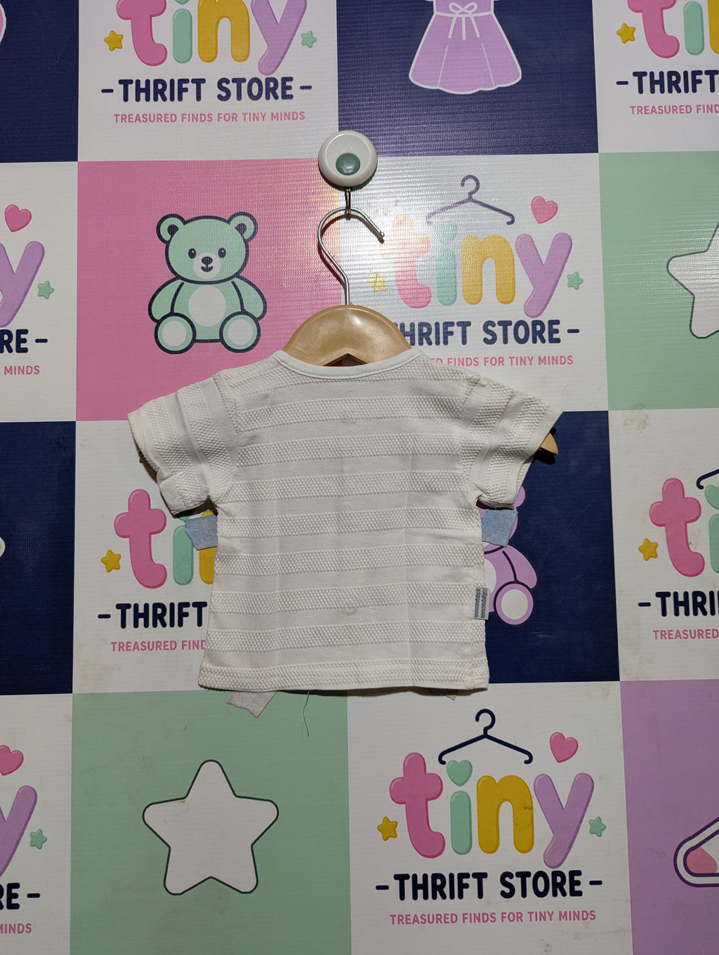 Unbranded Baby Girls White Textured Short Sleeve Cardigan Tee - Size Estimated Age 0-2 Months AB2