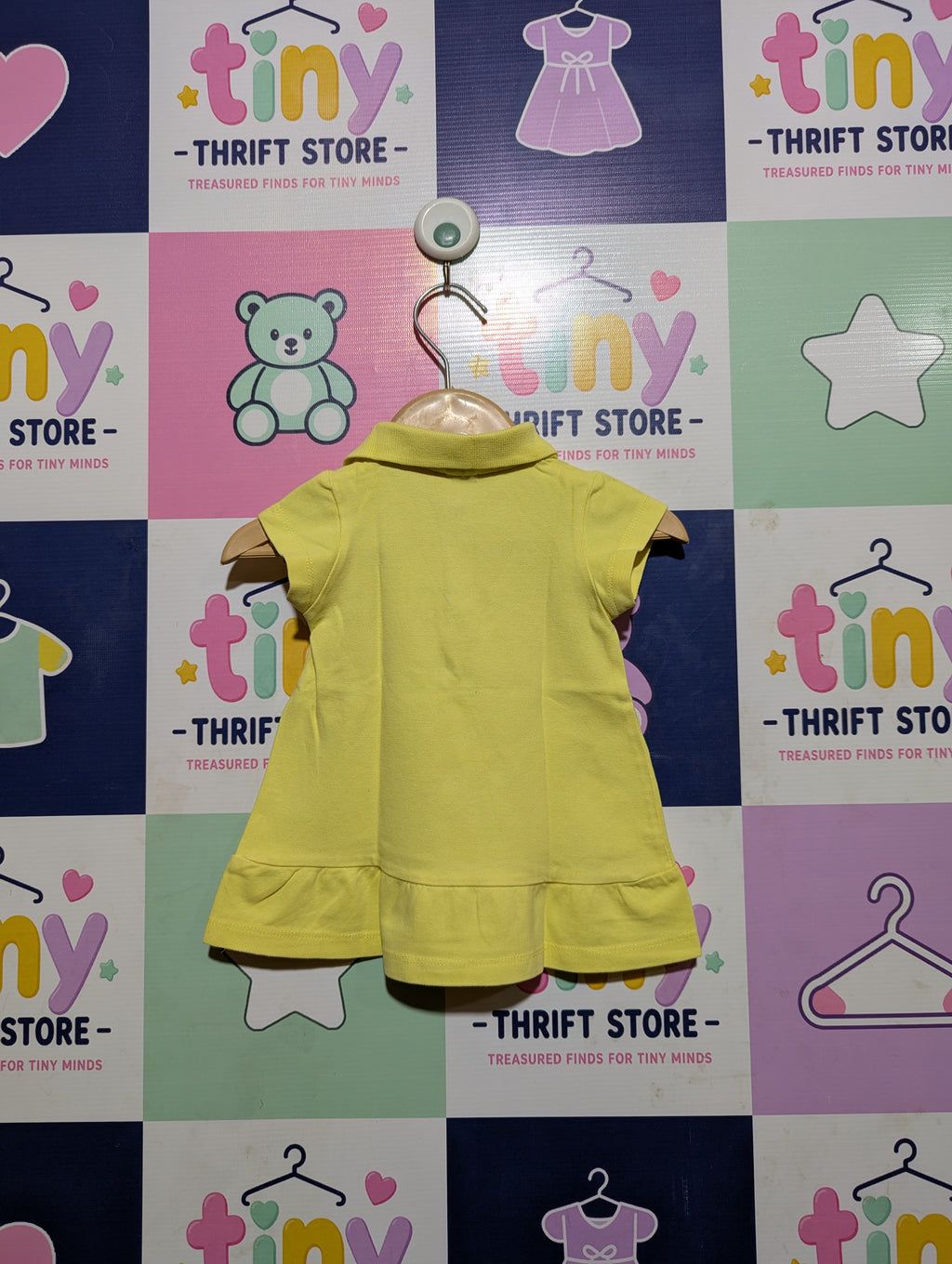 Zara Baby Baby Girls Pastel Yellow Polo Ruffle Dress - Size Estimated Age 3-6 Months AB2