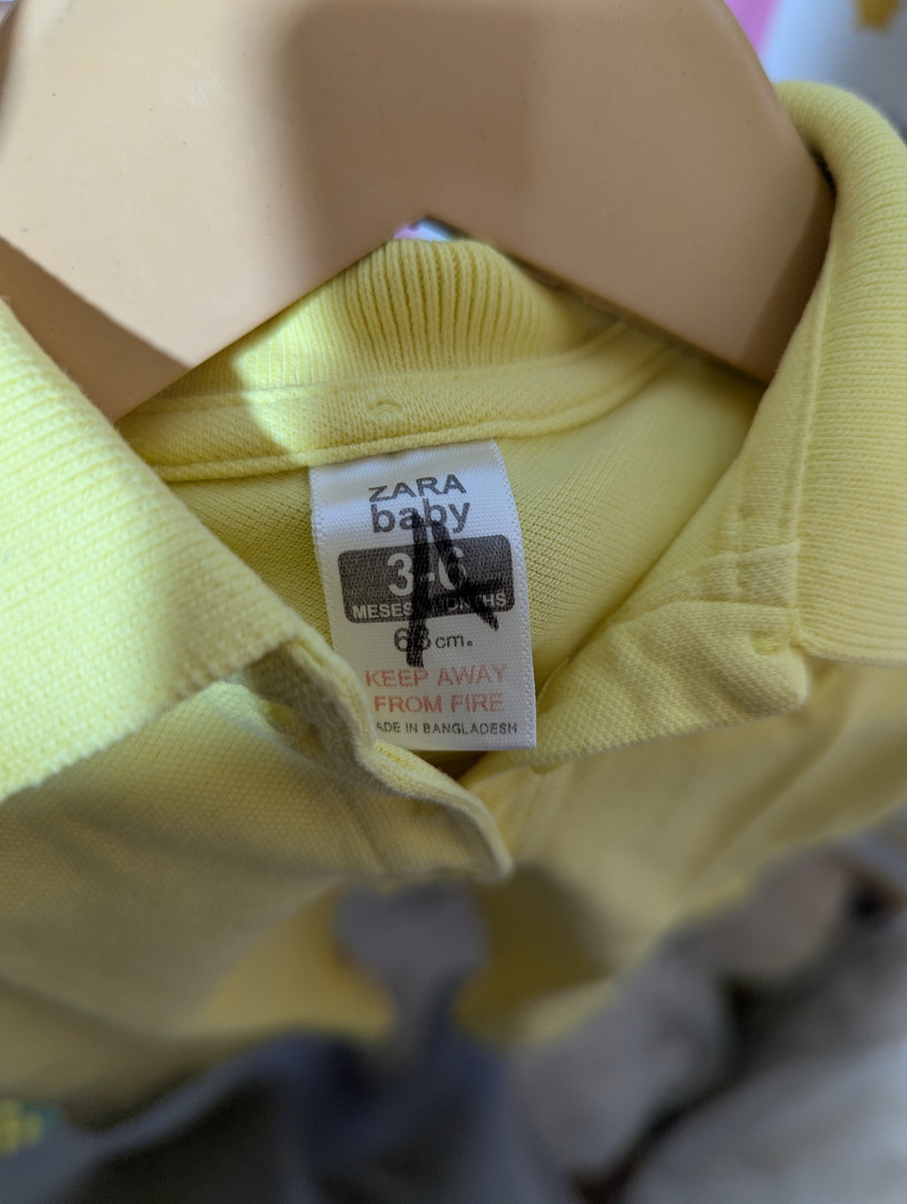 Zara Baby Baby Girls Pastel Yellow Polo Ruffle Dress - Size Estimated Age 3-6 Months AB2
