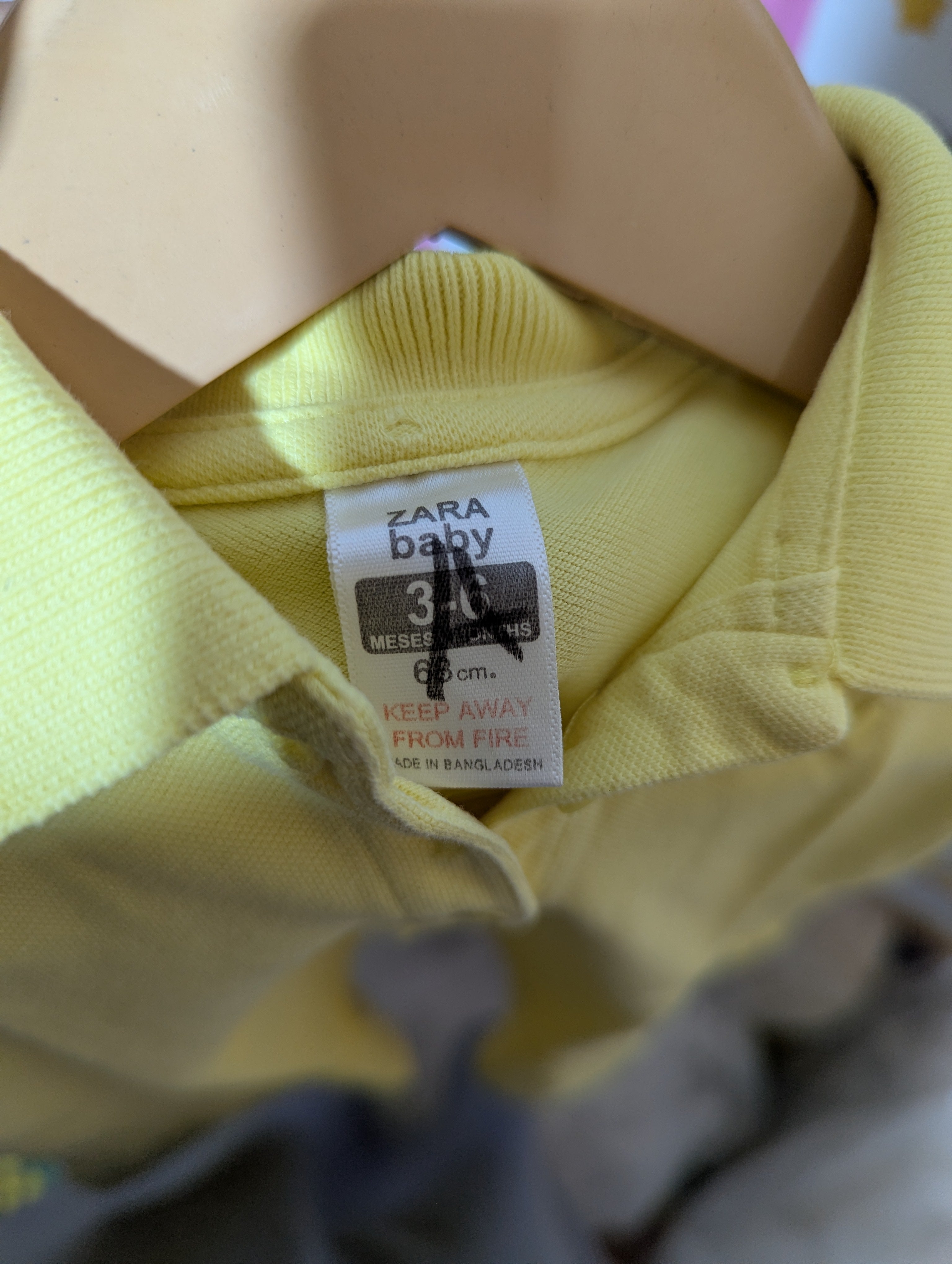 Zara Baby Baby Girls Pastel Yellow Polo Ruffle Dress - Size Estimated Age 3-6 Months AB2