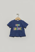 TEX Baby Baby Girls Blue "SUN SHINE" Graphic Tee - Size Estimated Age 9 Months AB2