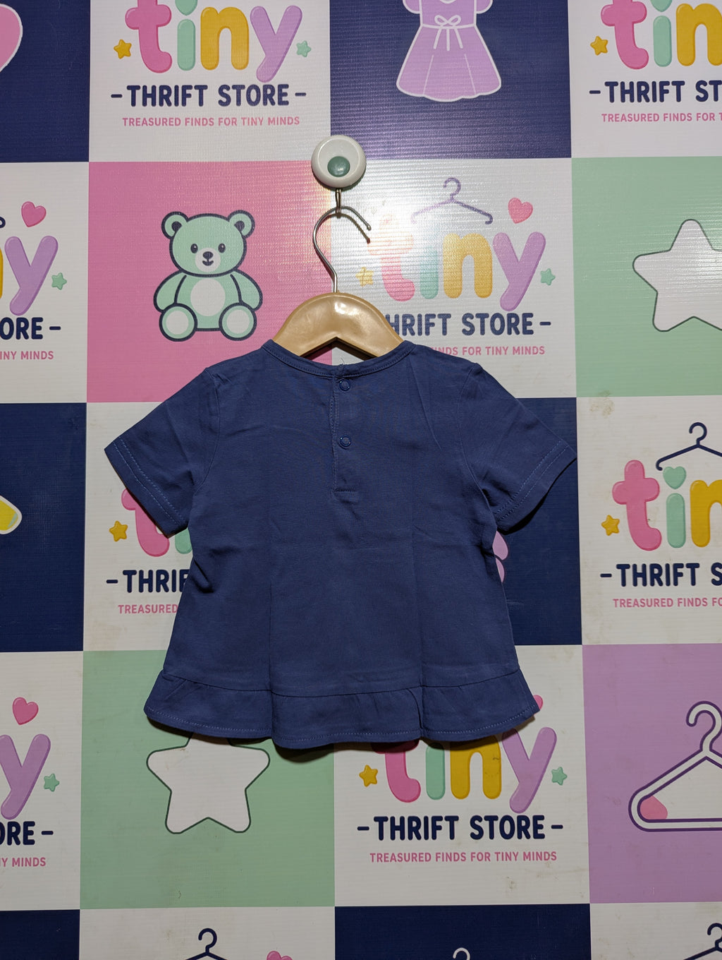TEX Baby Baby Girls Blue "SUN SHINE" Graphic Tee - Size Estimated Age 9 Months AB2