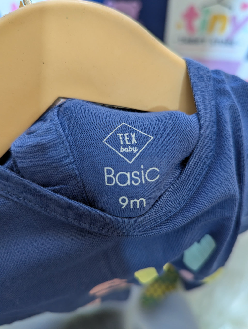 TEX Baby Baby Girls Blue "SUN SHINE" Graphic Tee - Size Estimated Age 9 Months AB2
