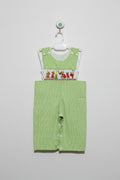 The Smocking Bug Baby Boys Green & White Gingham Smocked Romper - Size Estimated Age 6 Months AB2