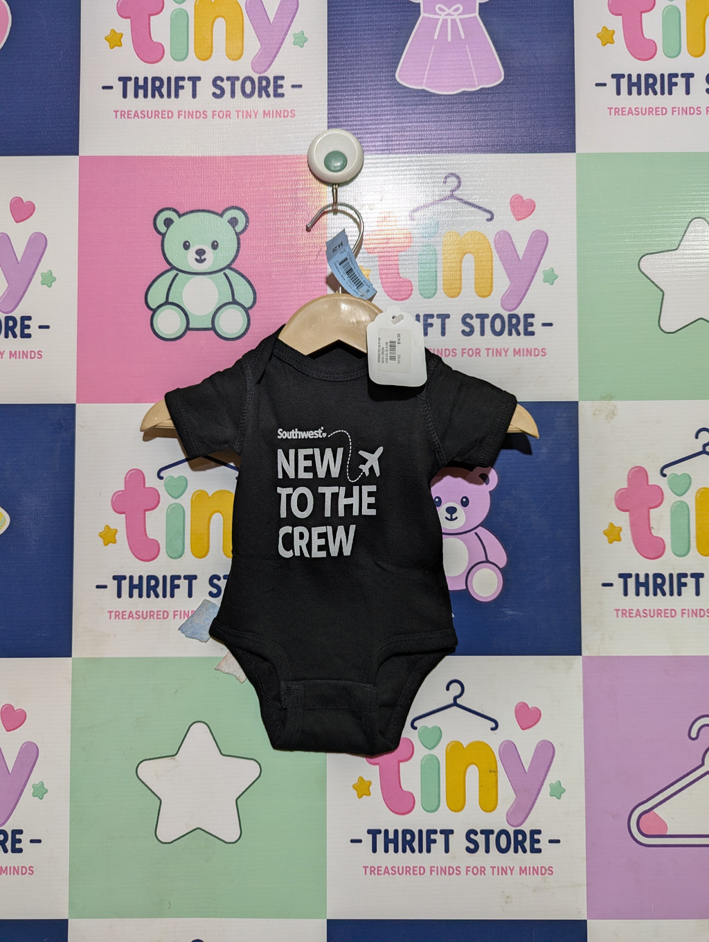 Southwest Baby Boys Black "New To The Crew" Graphic Bodysuit - Size Estimated Age Newborn (NB) AB2