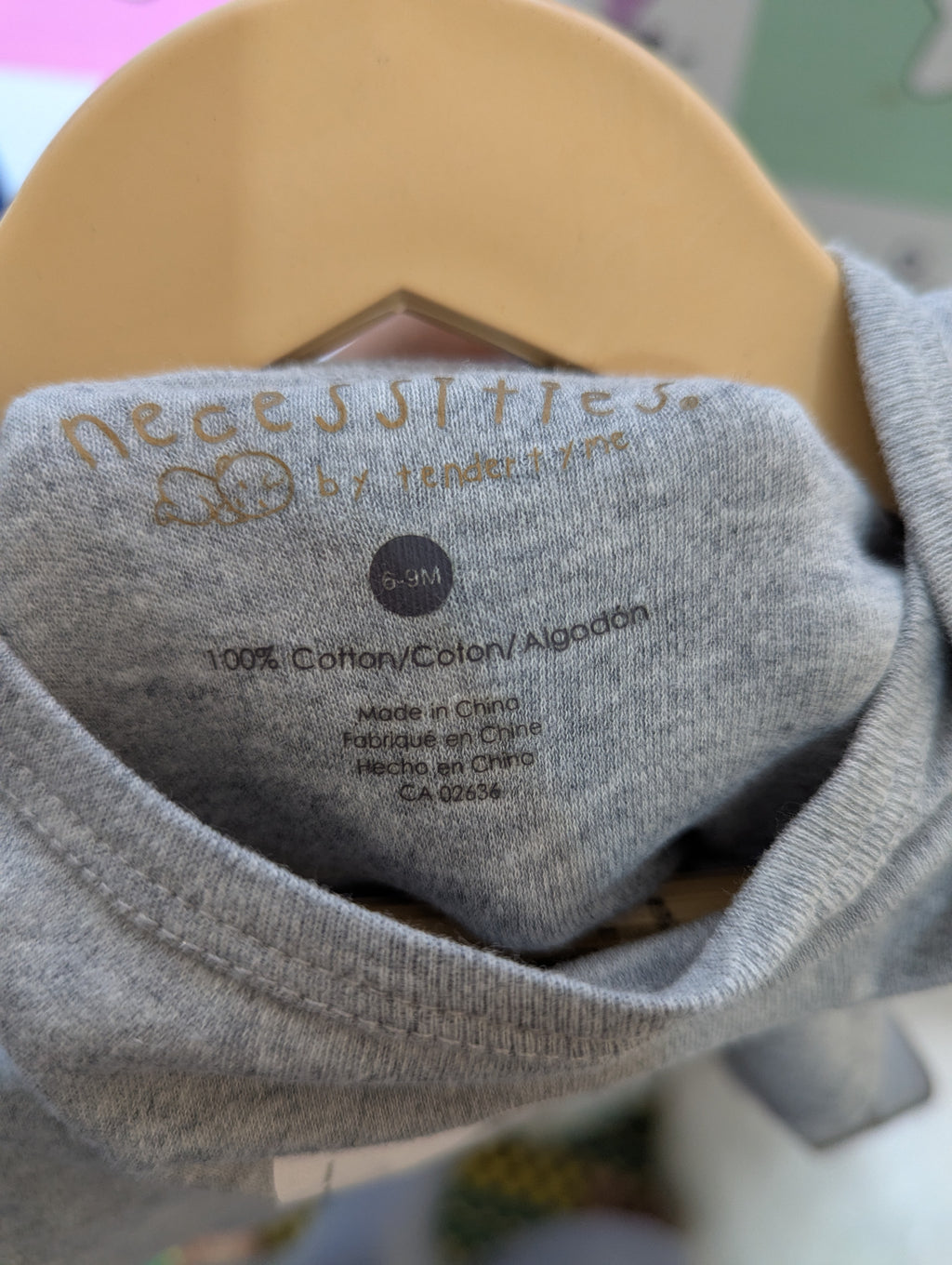Necessities Baby Girls Heather Grey "Cloud" Graphic Bodysuit - Size Estimated Age 6-9 Months AB2