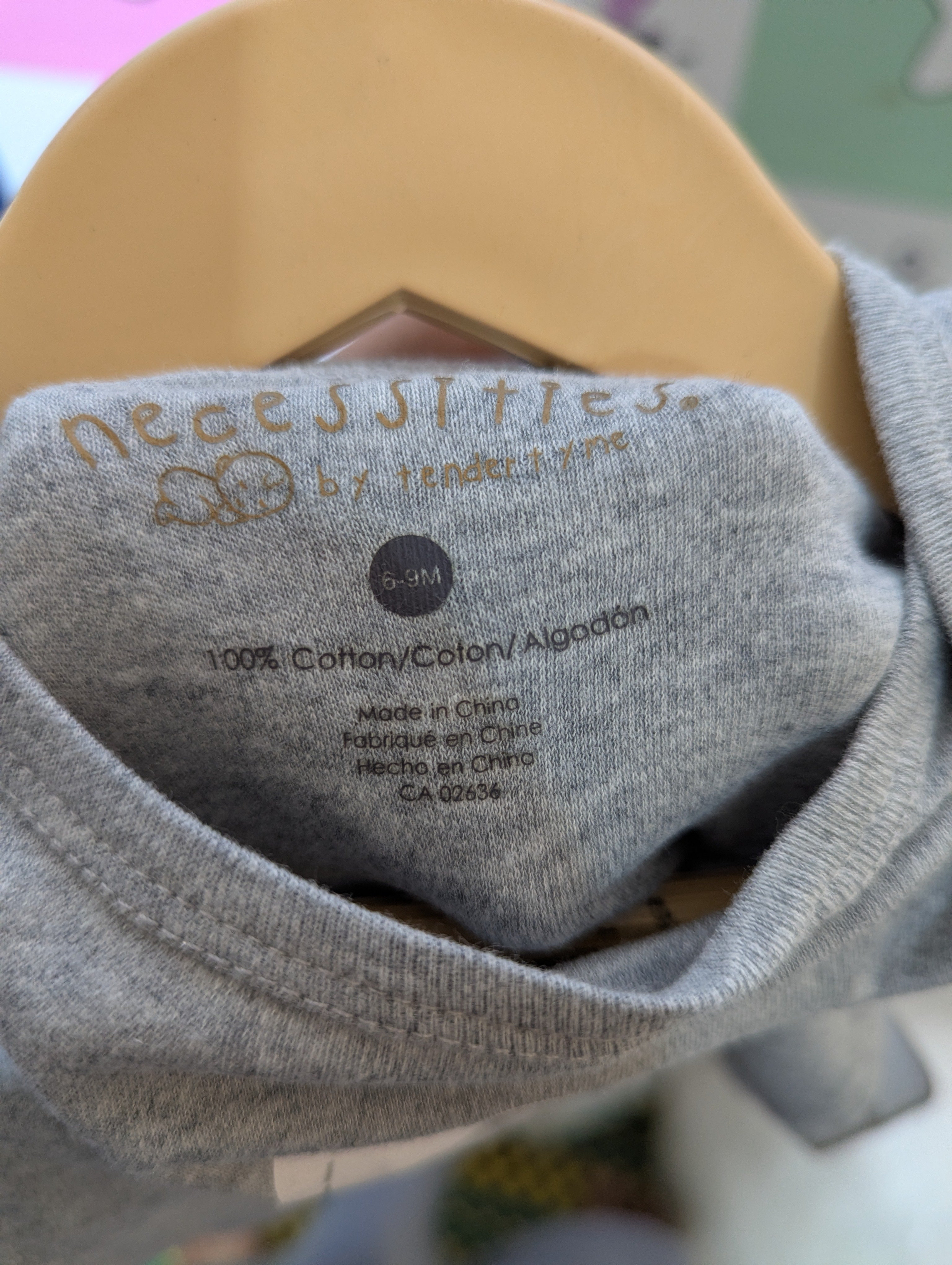 Necessities Baby Girls Heather Grey "Cloud" Graphic Bodysuit - Size Estimated Age 6-9 Months AB2