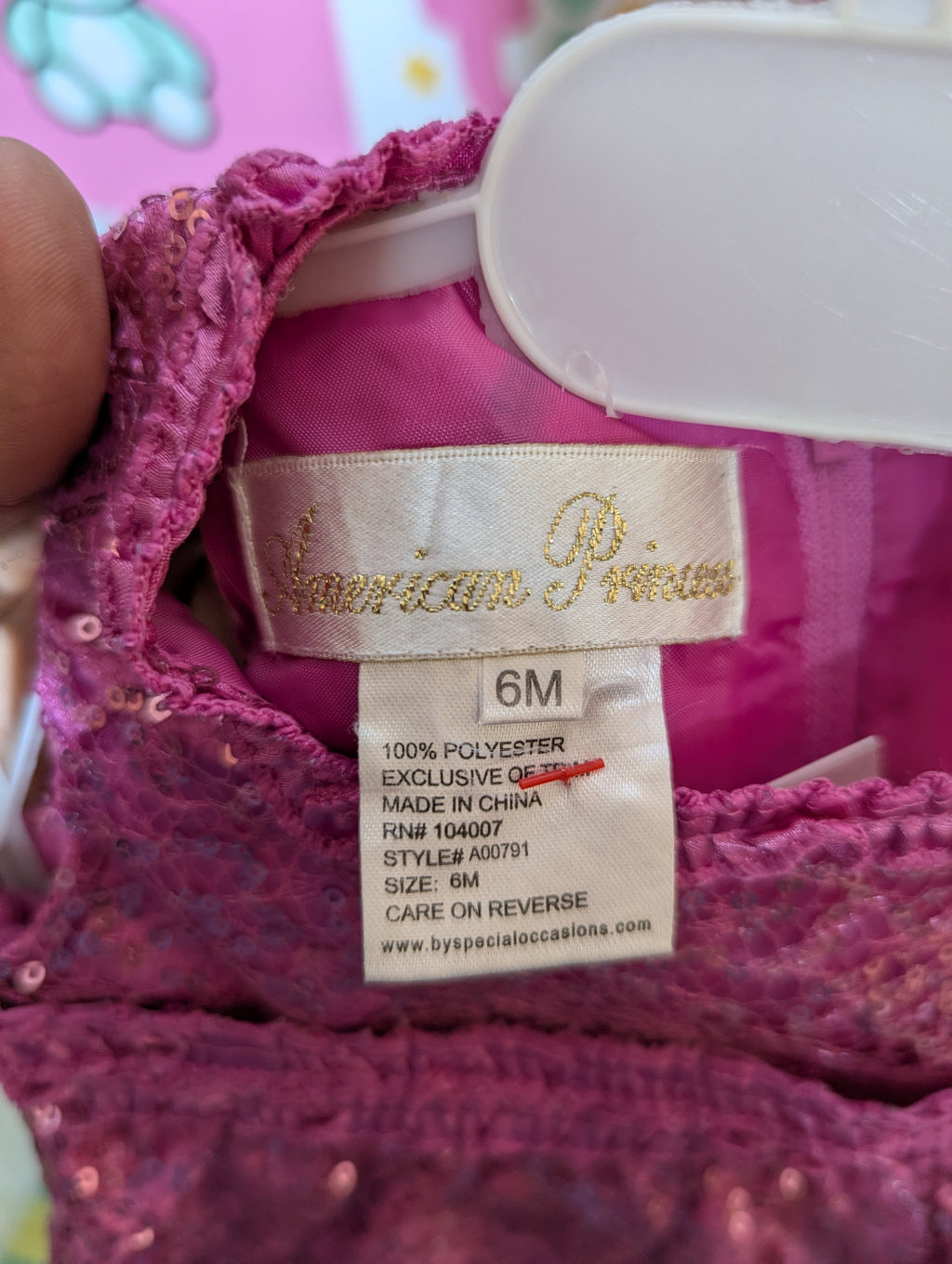 American Princess Baby Girls Magenta Sequin Ruffle Party Dress - Size Estimated Age 6 Months AB2