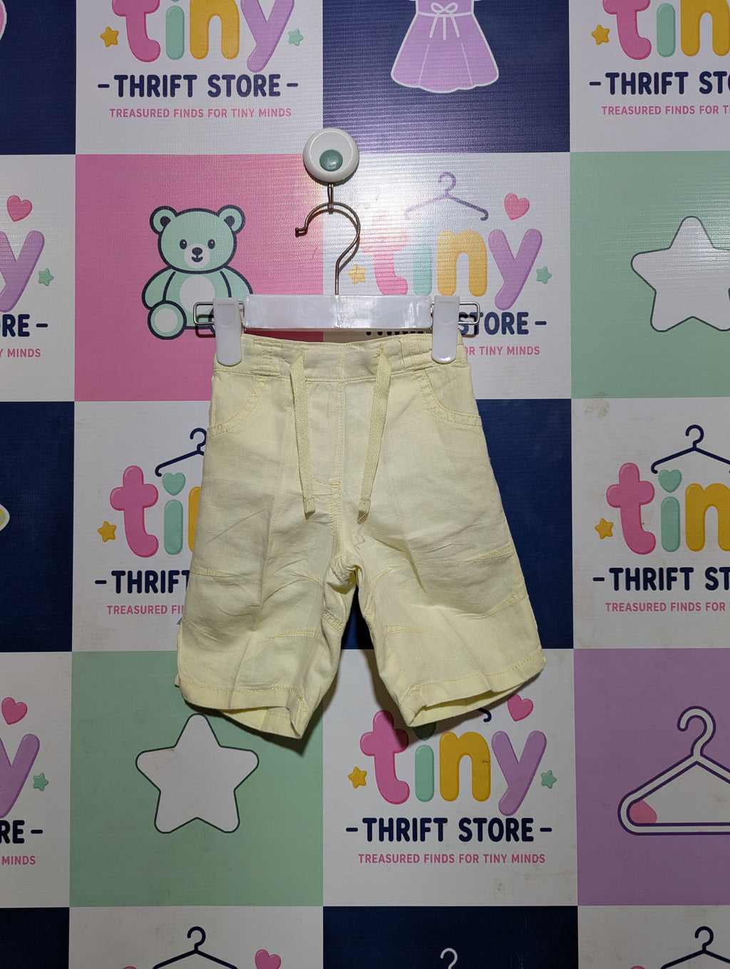 Baby Girls Light Yellow Casual Drawstring Shorts - Size Estimated Age 3-5 Months AB2