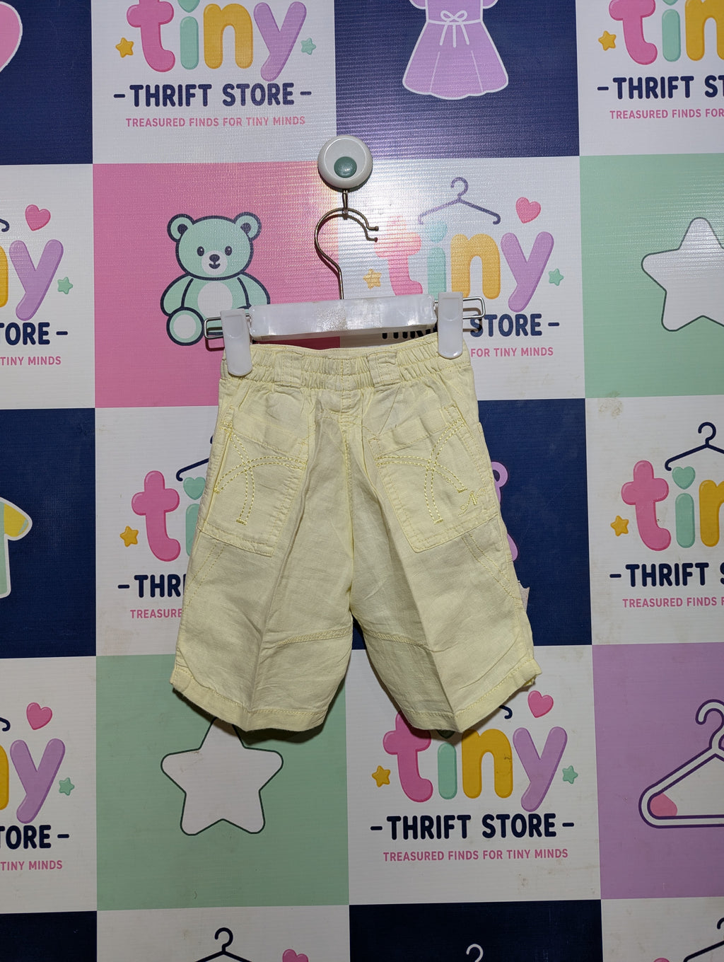 Baby Girls Light Yellow Casual Drawstring Shorts - Size Estimated Age 3-5 Months AB2