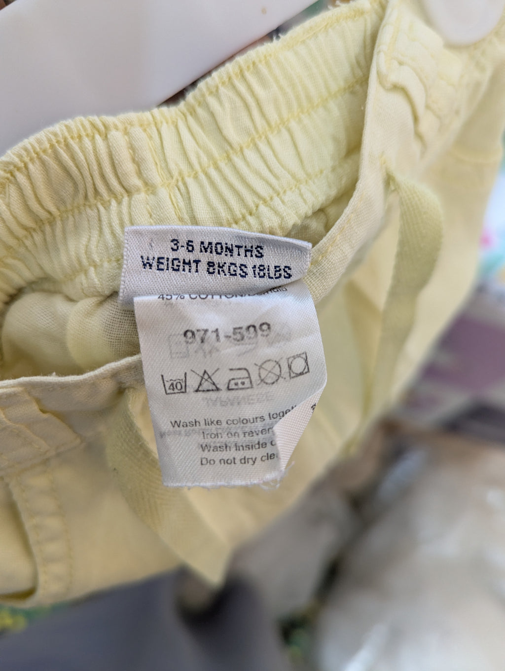 Baby Girls Light Yellow Casual Drawstring Shorts - Size Estimated Age 3-5 Months AB2