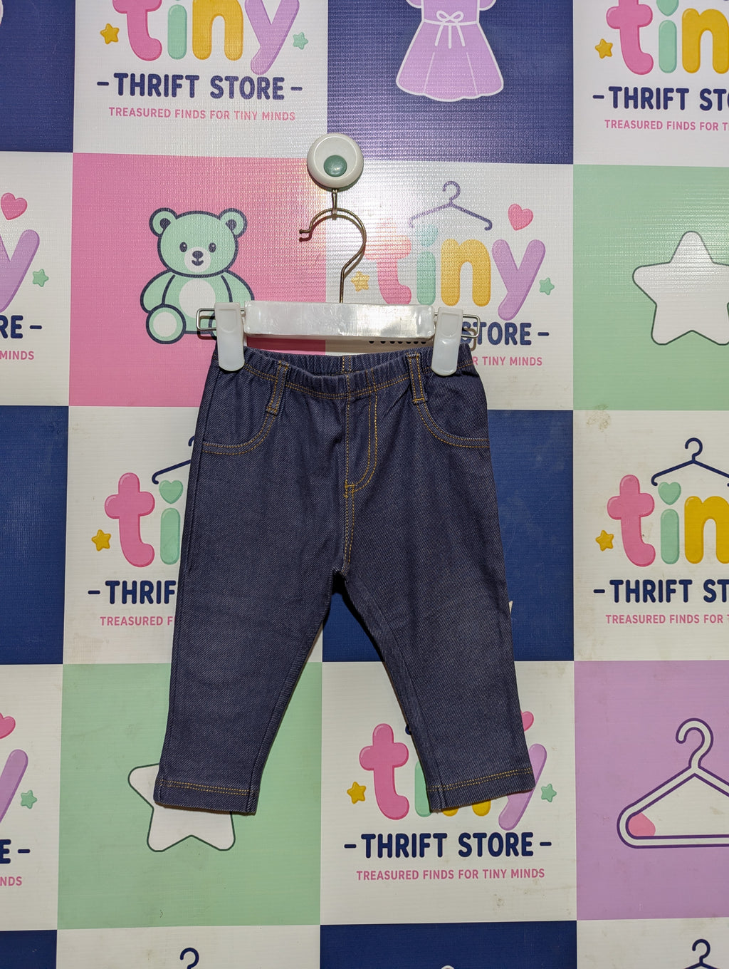 Next Baby Boys Indigo Denim-Look Pull-On Jeggings - Size Estimated Age 6-9 Months AB2