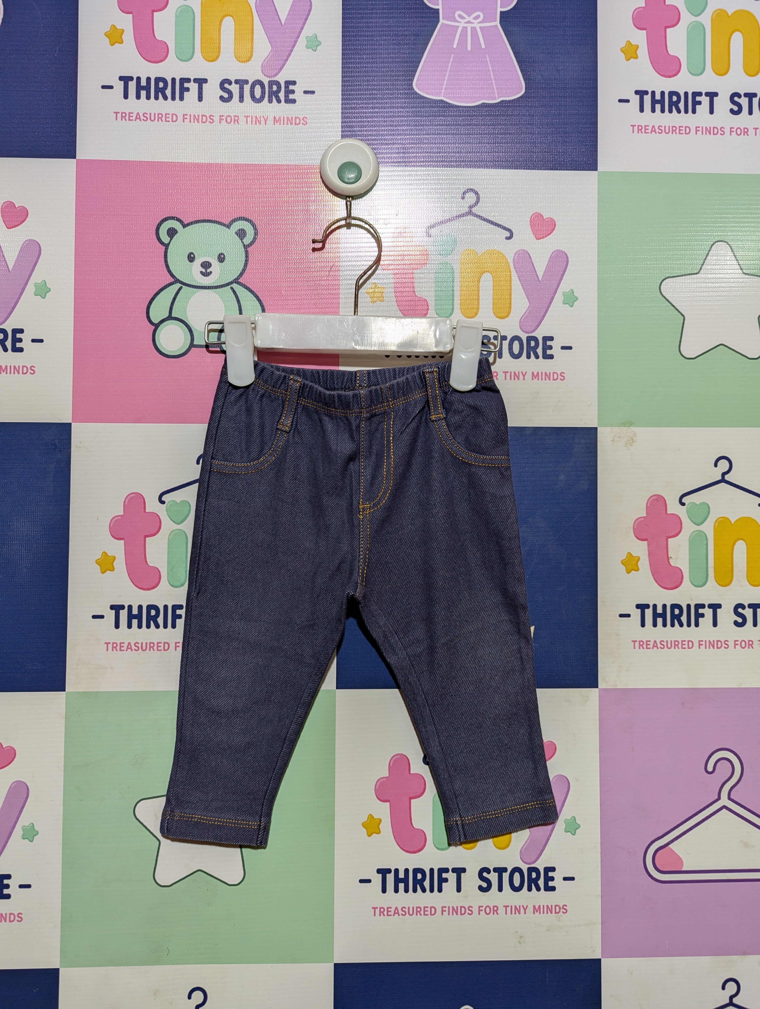 Next Baby Boys Indigo Denim-Look Pull-On Jeggings - Size Estimated Age 6-9 Months AB2