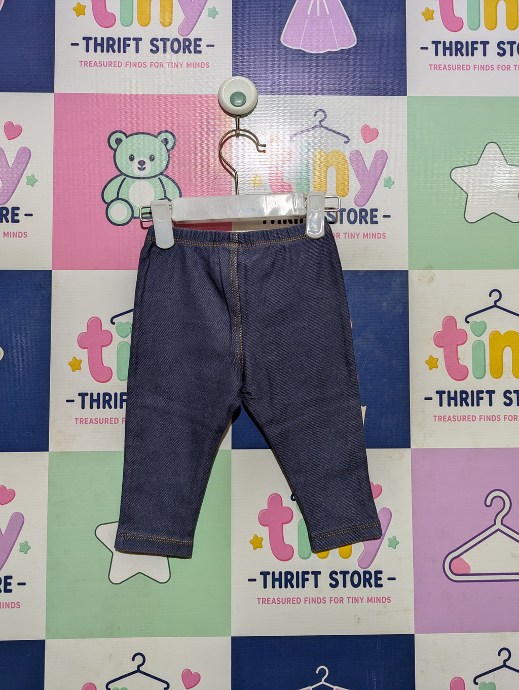 Next Baby Boys Indigo Denim-Look Pull-On Jeggings - Size Estimated Age 6-9 Months AB2