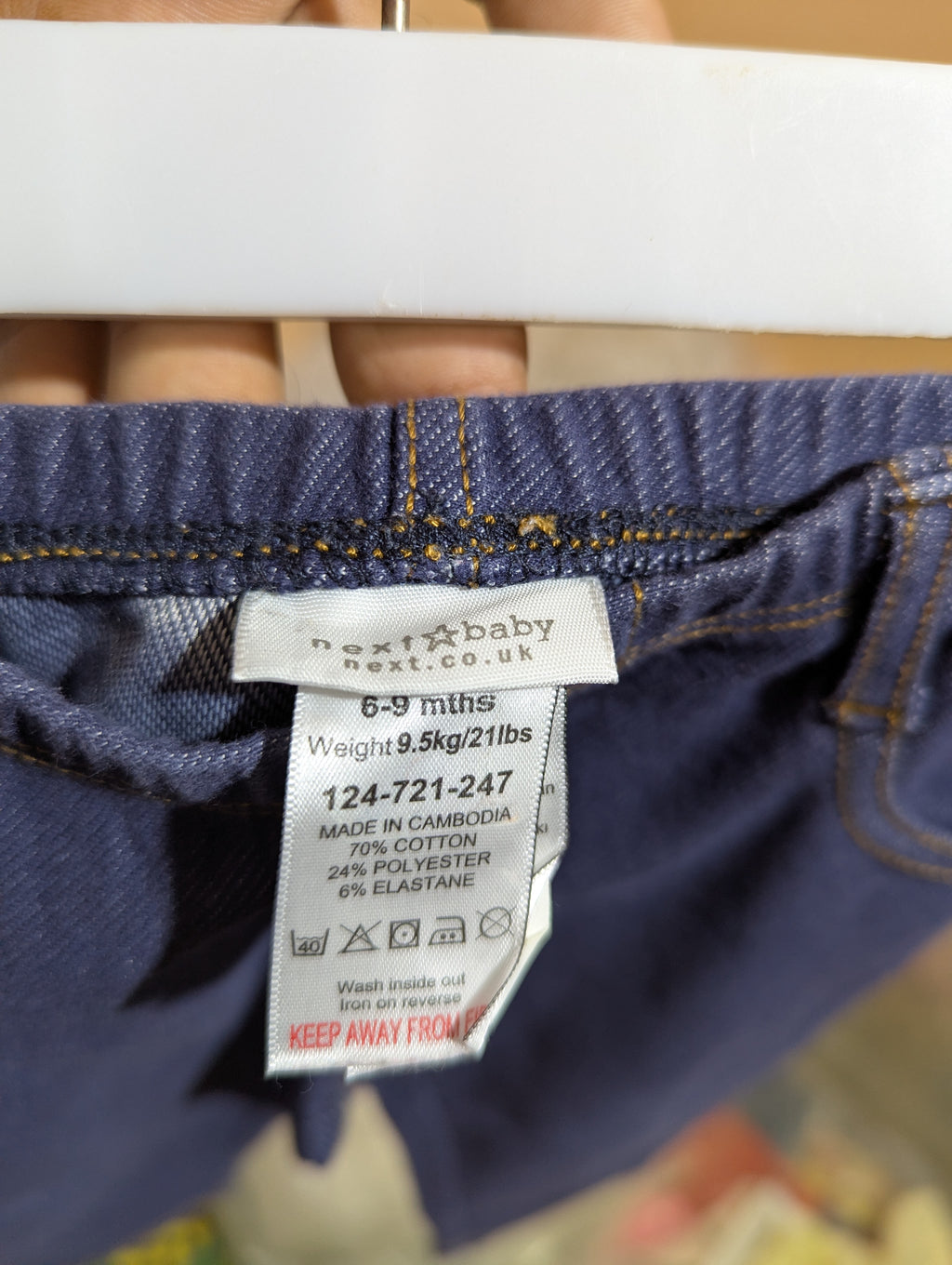 Next Baby Boys Indigo Denim-Look Pull-On Jeggings - Size Estimated Age 6-9 Months AB2