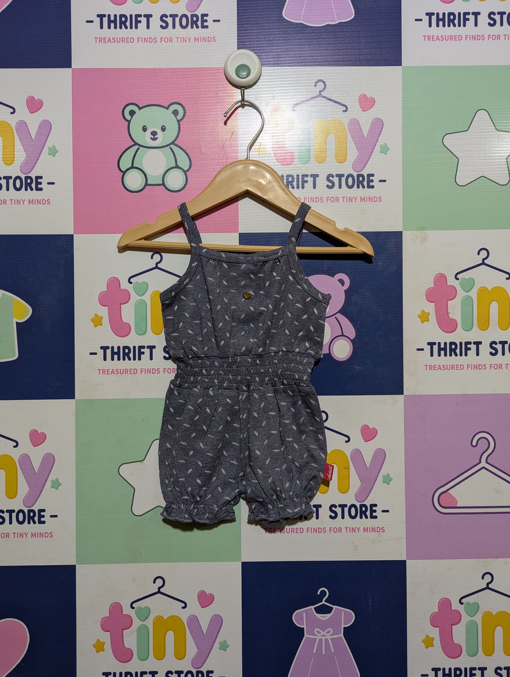 Dirkje Baby Girls Dark Grey Printed Romper Playsuit - Size Estimated Age 2-3 Months AB2