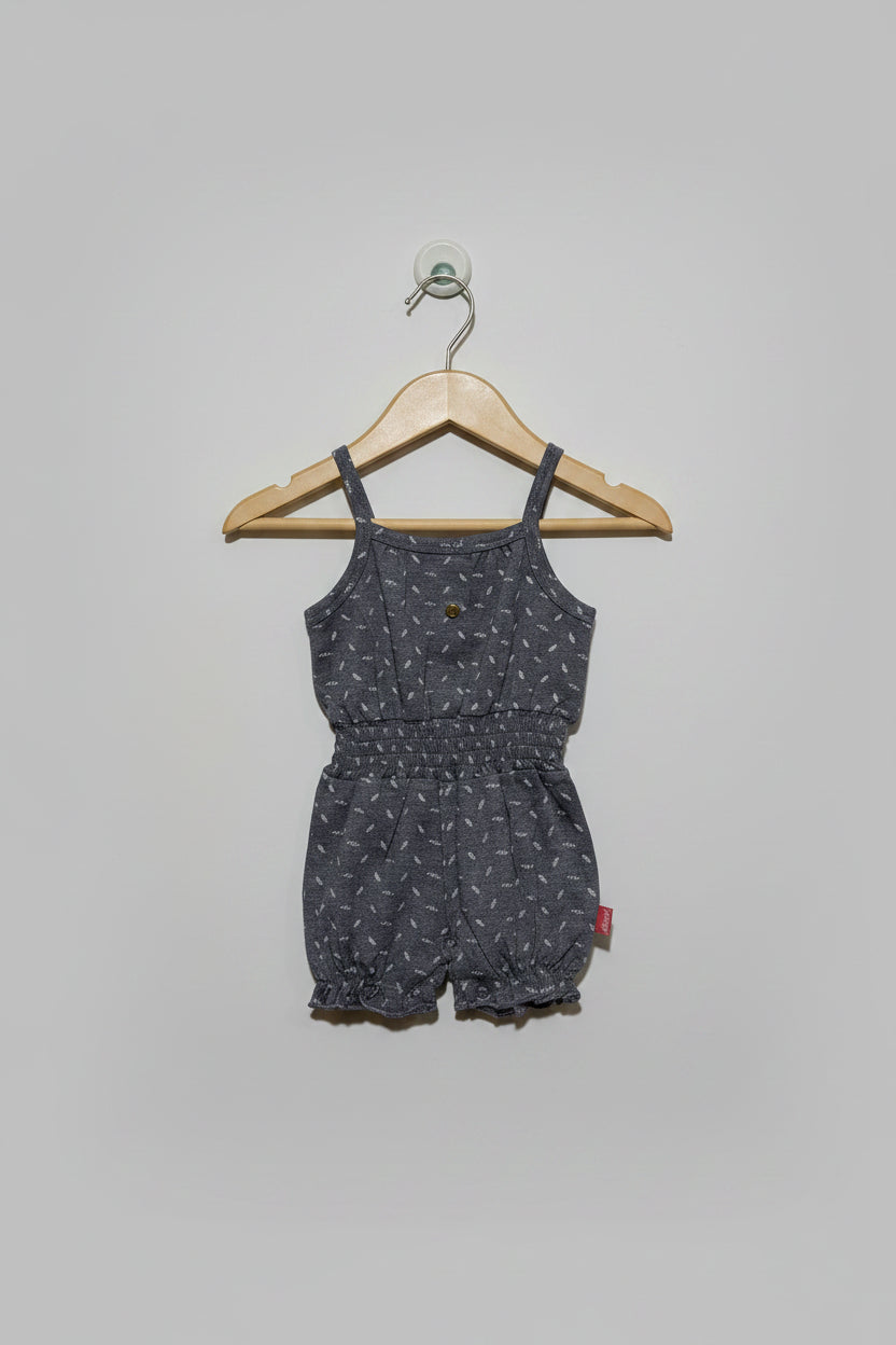 Dirkje Baby Girls Dark Grey Printed Romper Playsuit - Size Estimated Age 2-3 Months AB2