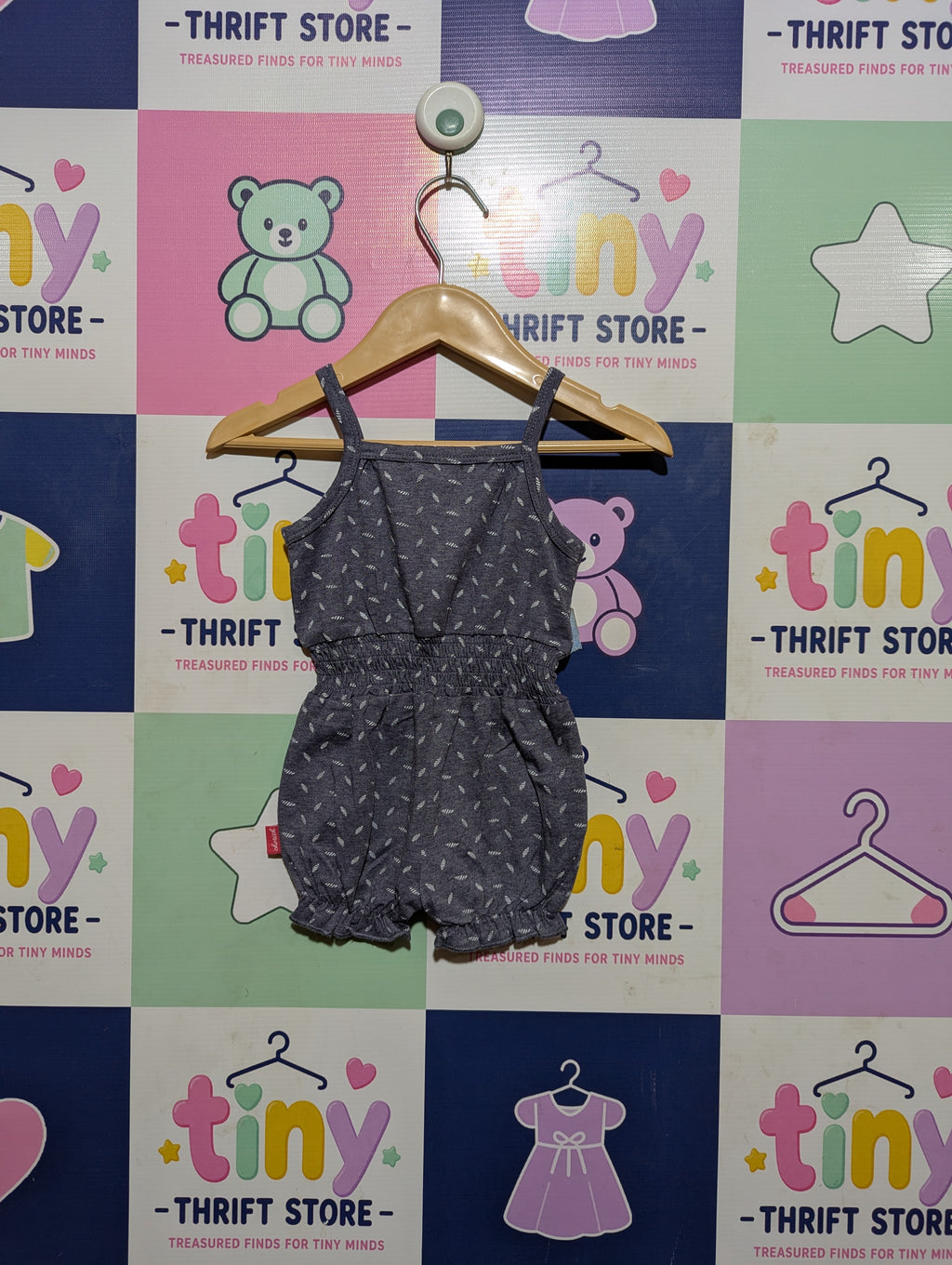 Dirkje Baby Girls Dark Grey Printed Romper Playsuit - Size Estimated Age 2-3 Months AB2