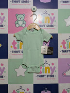 ArtMinds Baby Unisex Preffered Girls Mint Green Solid Short Sleeve Bodysuit - Size Estimated Age 0-3 Months AB2