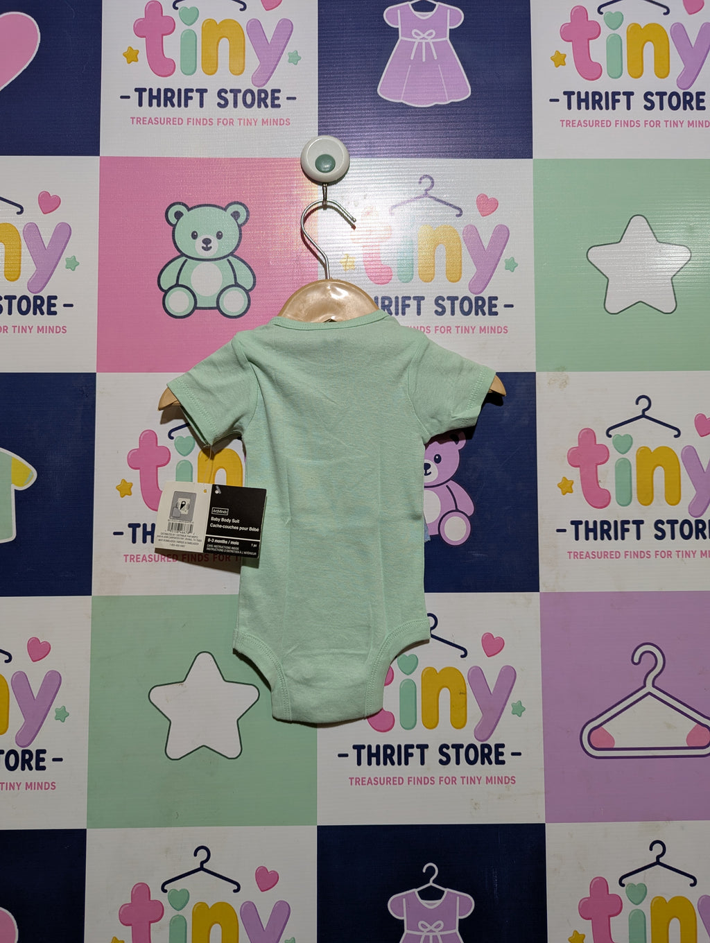 ArtMinds Baby Unisex Preffered Girls Mint Green Solid Short Sleeve Bodysuit - Size Estimated Age 0-3 Months AB2
