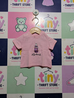 Blukids Baby Girls Pink "My Drink" Sparkle Graphic Tee - Size Estimated Age 3-6 Months AB2
