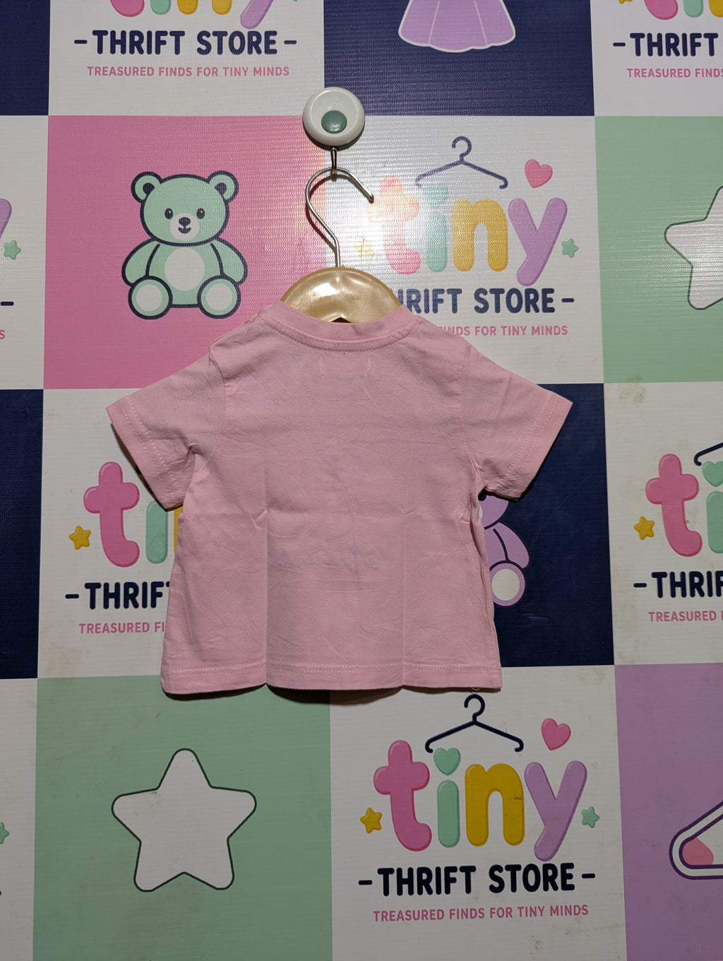 Blukids Baby Girls Pink "My Drink" Sparkle Graphic Tee - Size Estimated Age 3-6 Months AB2