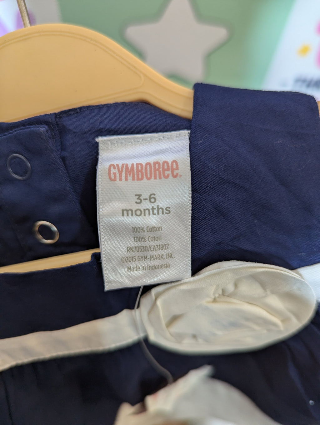 Gymboree Baby Girls Navy Blue & White Floral Applique Dress Set - Size Estimated Age 3-6 Months AB2