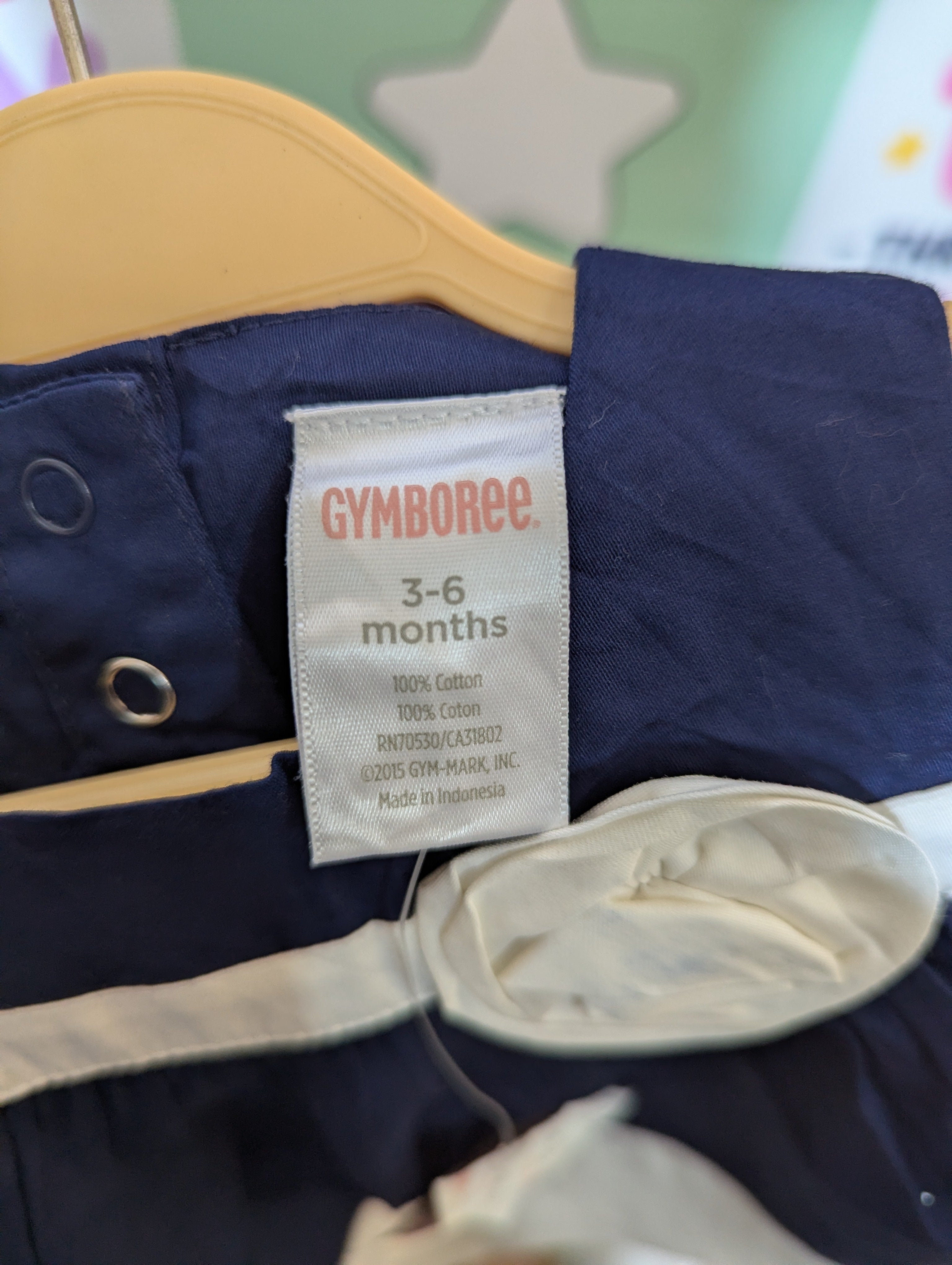 Gymboree Baby Girls Navy Blue & White Floral Applique Dress Set - Size Estimated Age 3-6 Months AB2