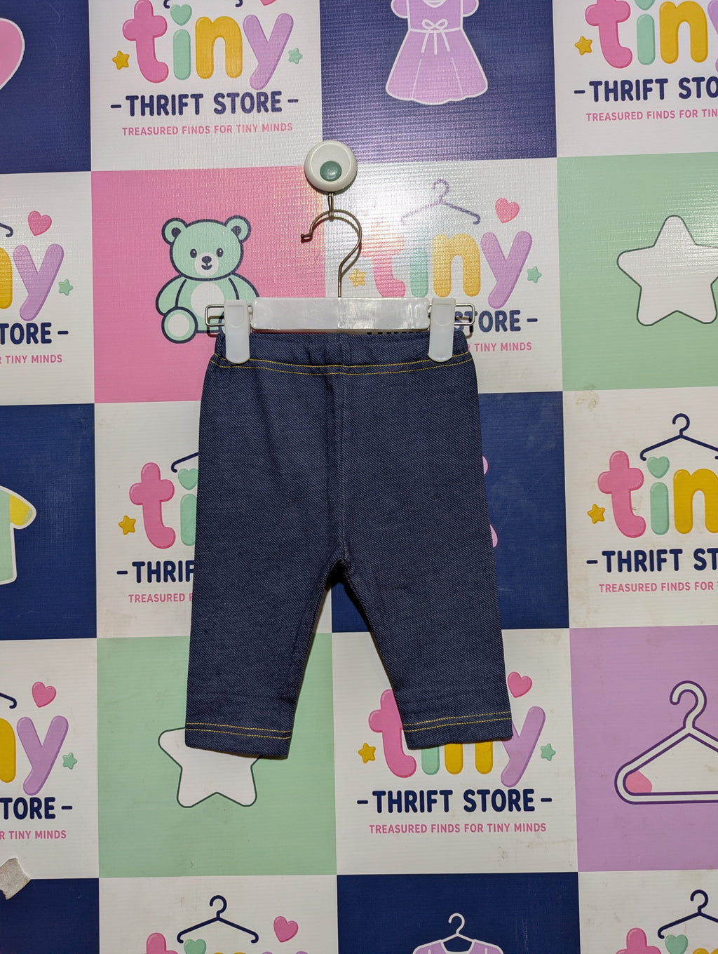 Elfindoll Classic Girls Dark Blue Denim-Look Pull-On Capri Pants - Size 90 Estimated Age 1-2 Years AB2